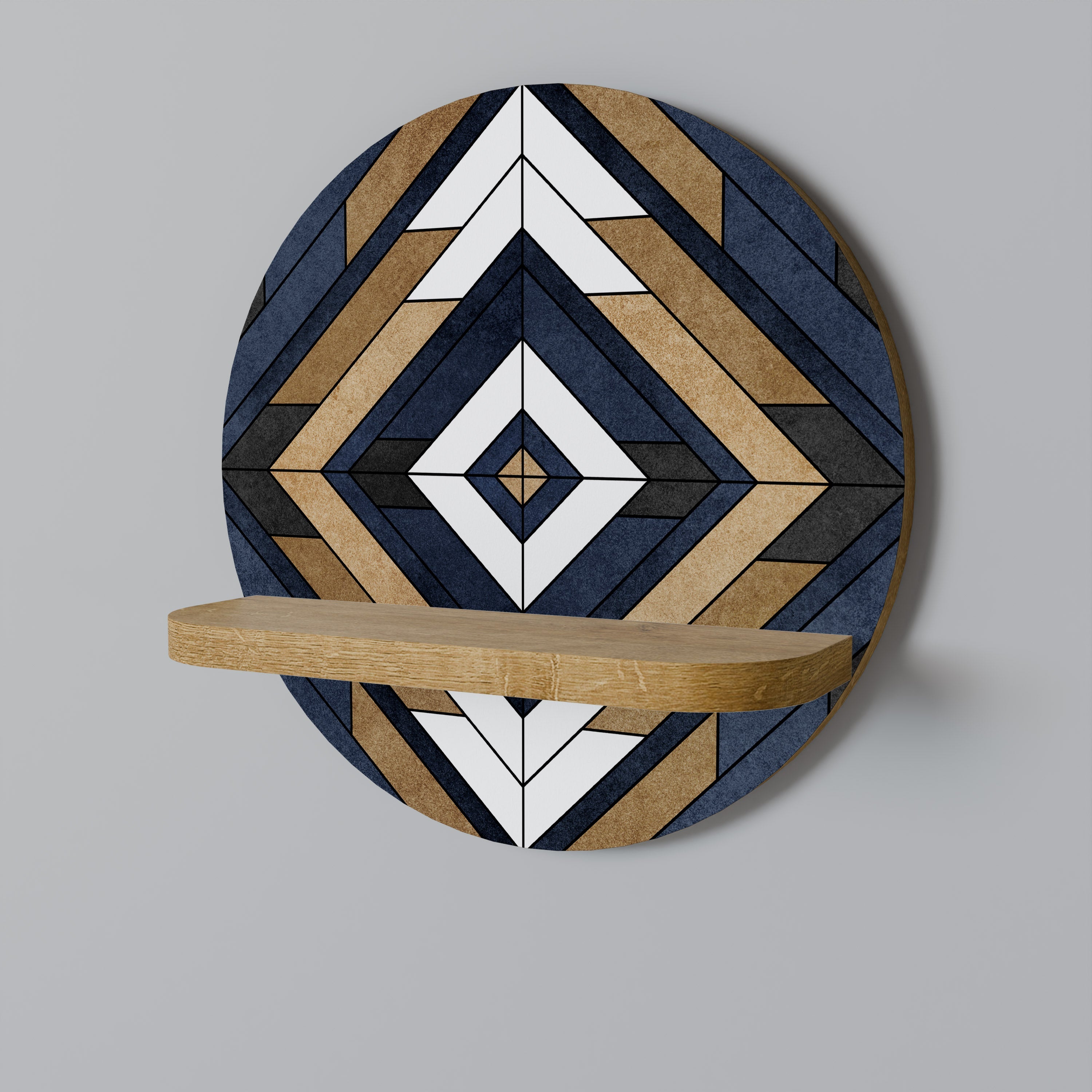 ARTFUL GEOMETRY Prateleira Redonda Decorativa em Efeito Carvalho