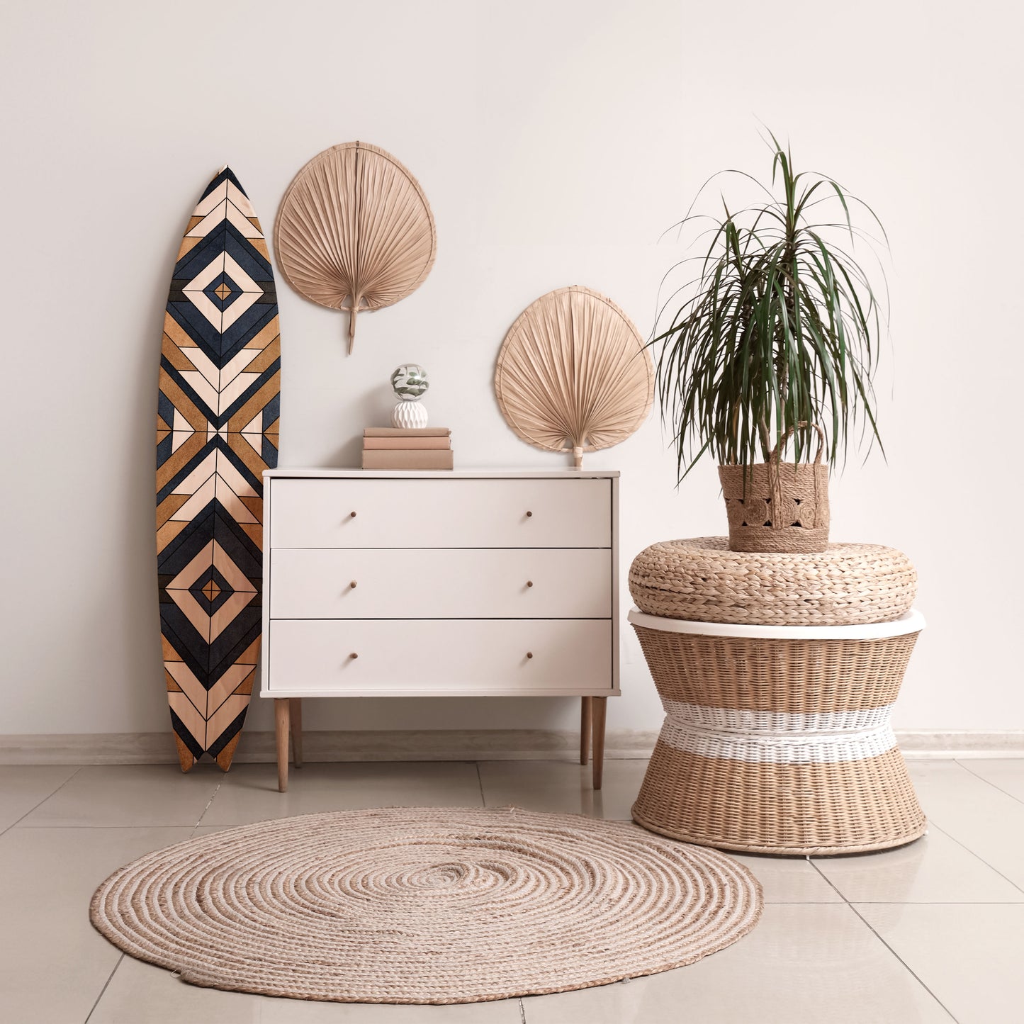 ARTFUL GEOMETRY Painel Decorativo Prancha de Surf