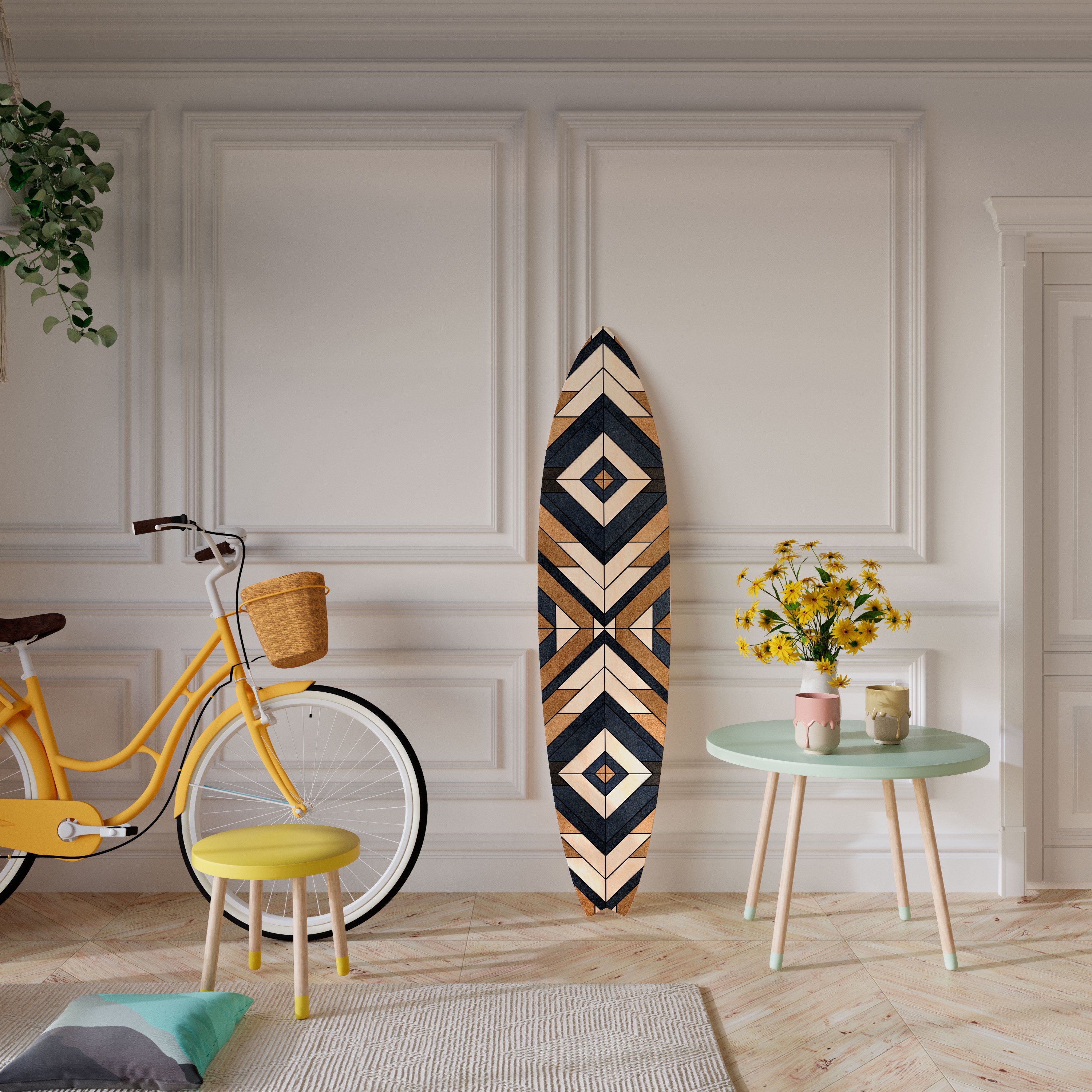 ARTFUL GEOMETRY Painel Decorativo Prancha de Surf