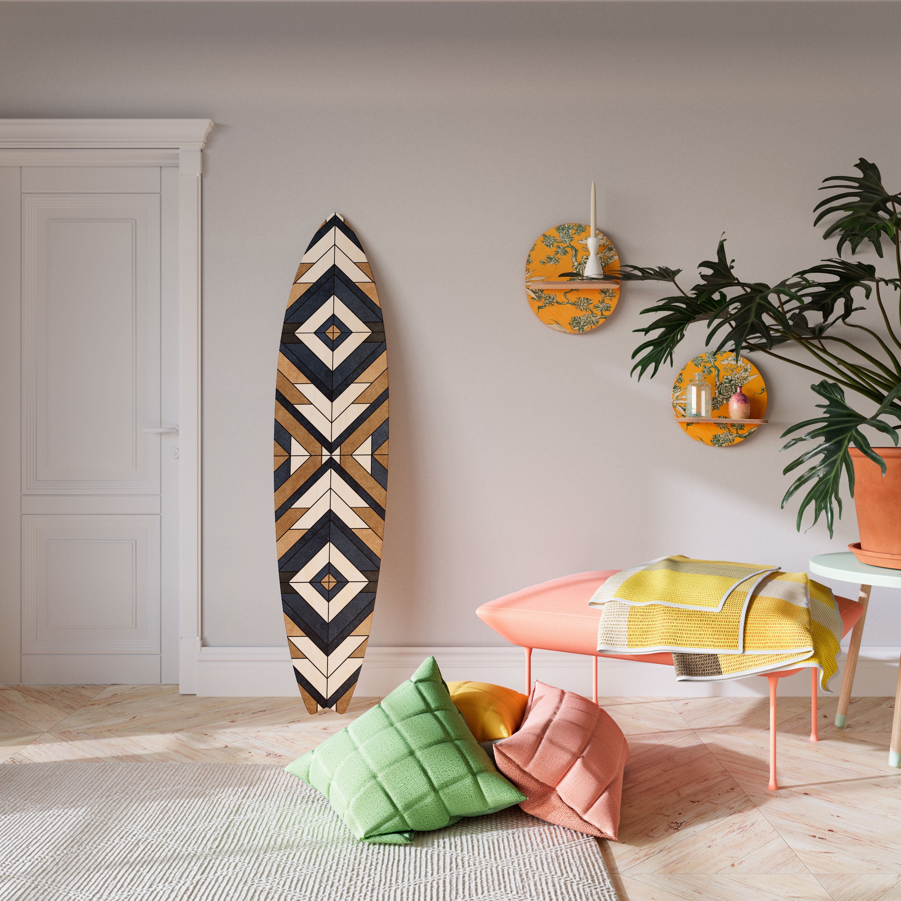 ARTFUL GEOMETRY Painel Decorativo Prancha de Surf