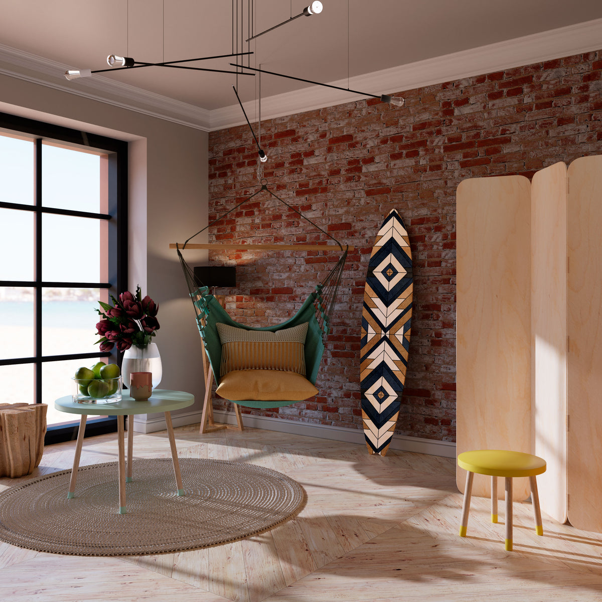 ARTFUL GEOMETRY Painel Decorativo Prancha de Surf