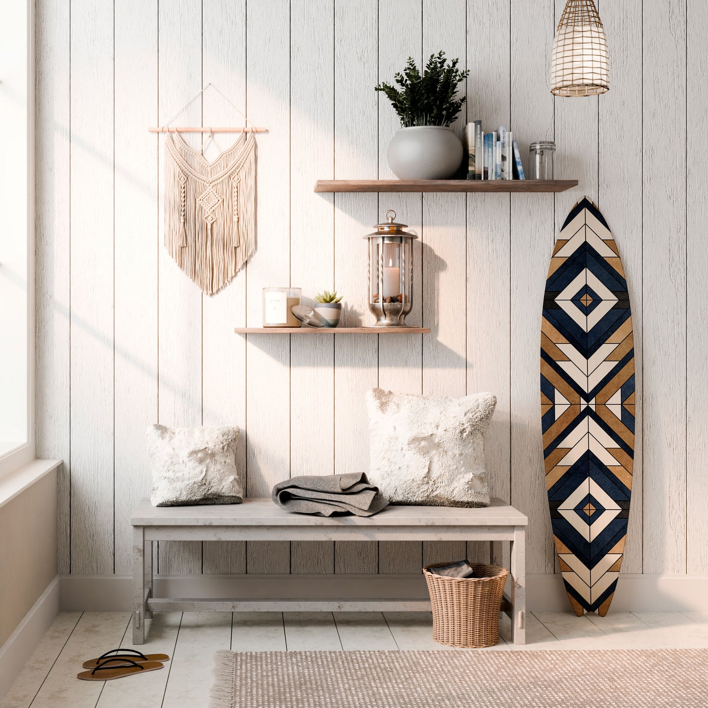 ARTFUL GEOMETRY Painel Decorativo Prancha de Surf