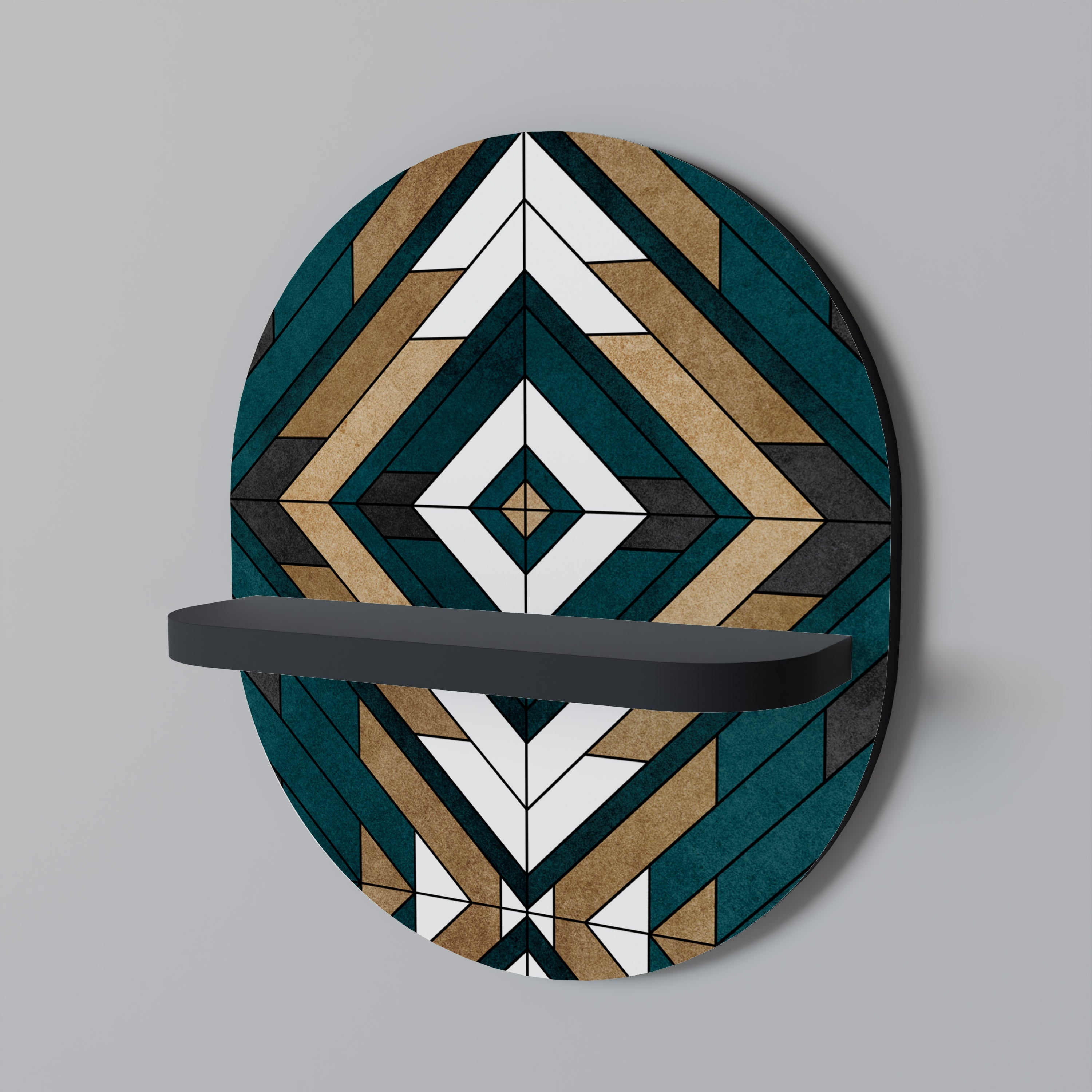 ARTISTIC GEOMETRY Prateleira Oval Decorativa em Acabamento Preto