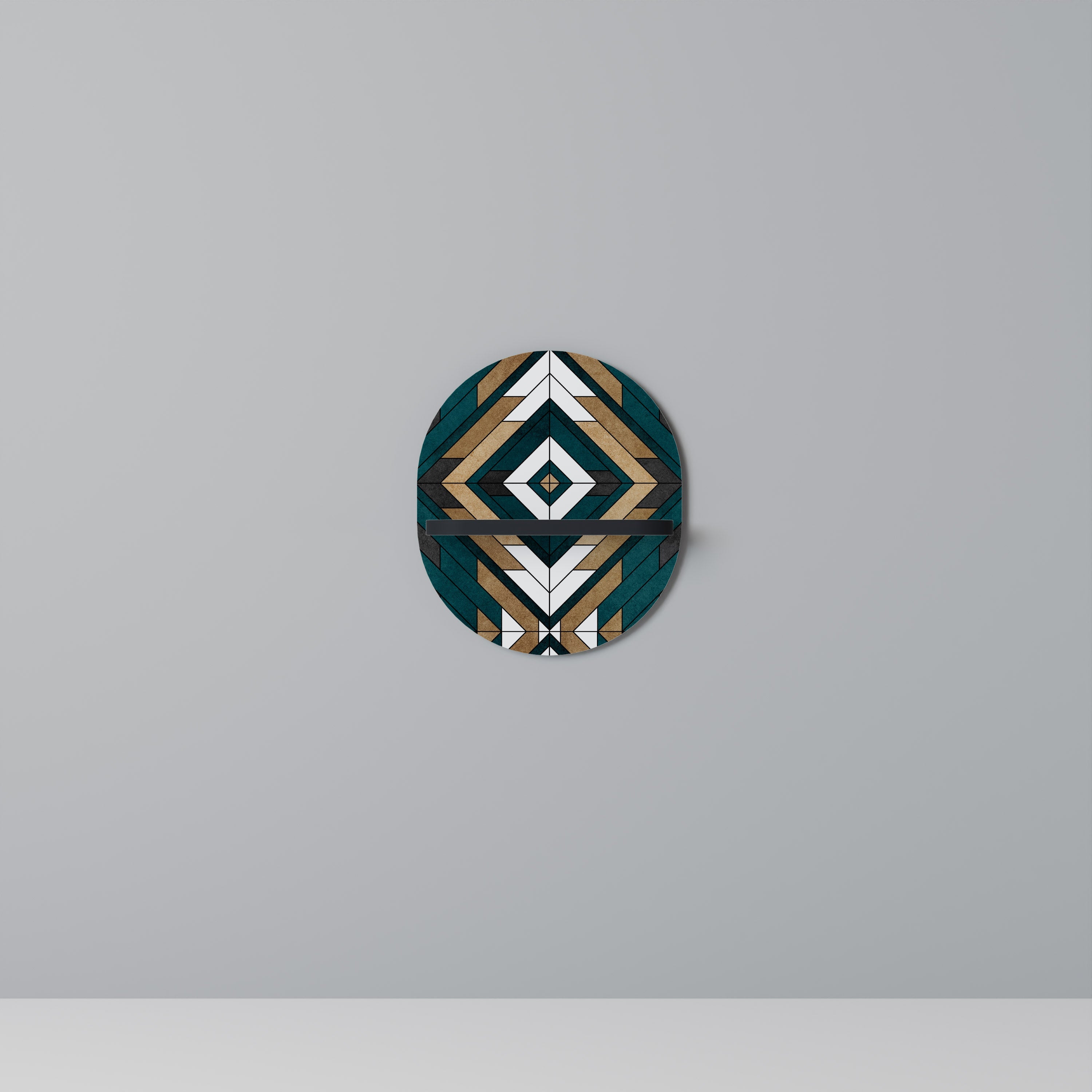 ARTISTIC GEOMETRY Prateleira Oval Decorativa em Acabamento Preto