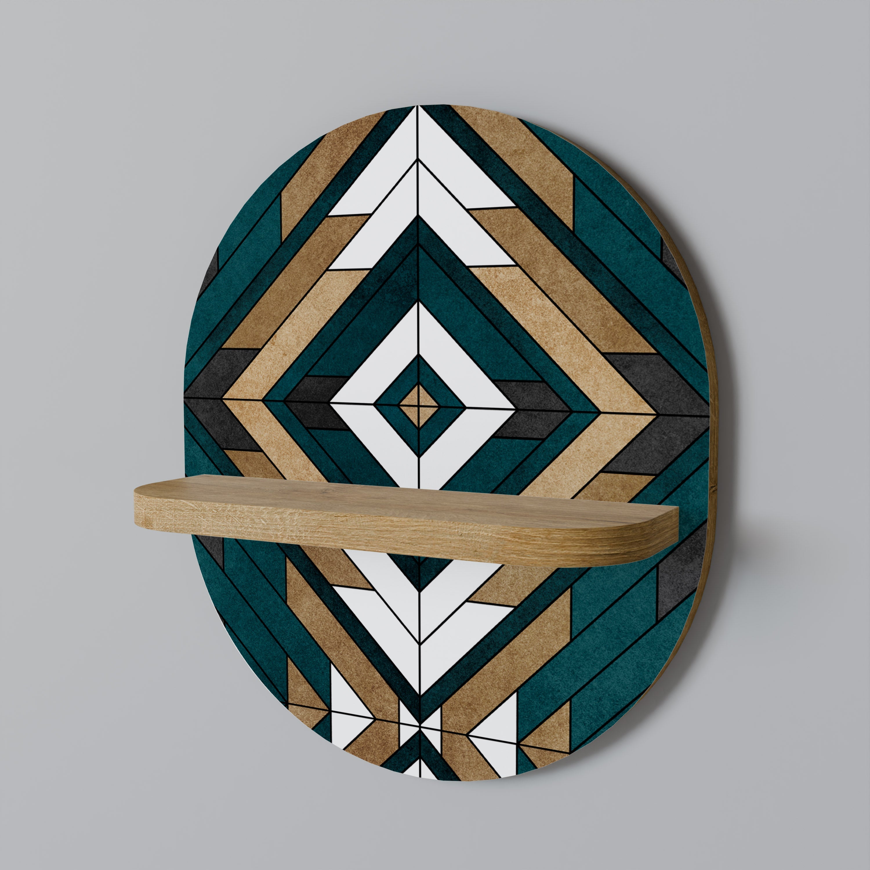 ARTISTIC GEOMETRY Prateleira Oval Decorativa em Efeito Carvalho