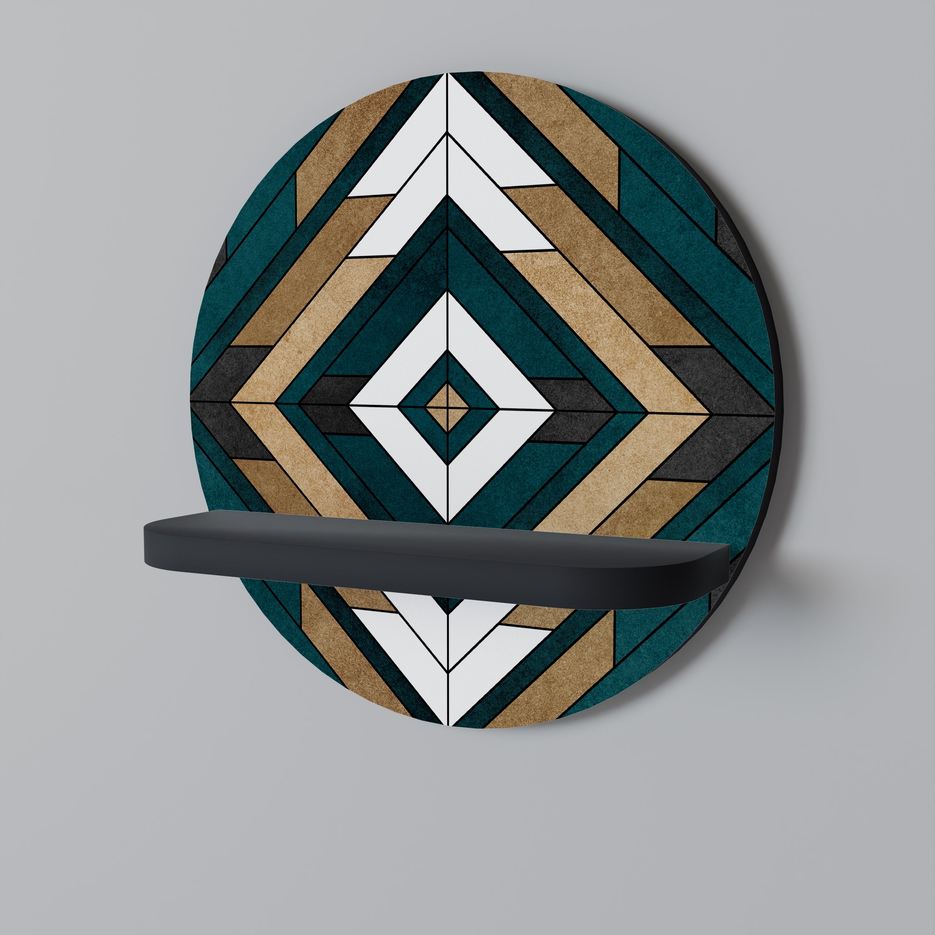 ARTISTIC GEOMETRY Prateleira Redonda Decorativa em Acabamento Preto