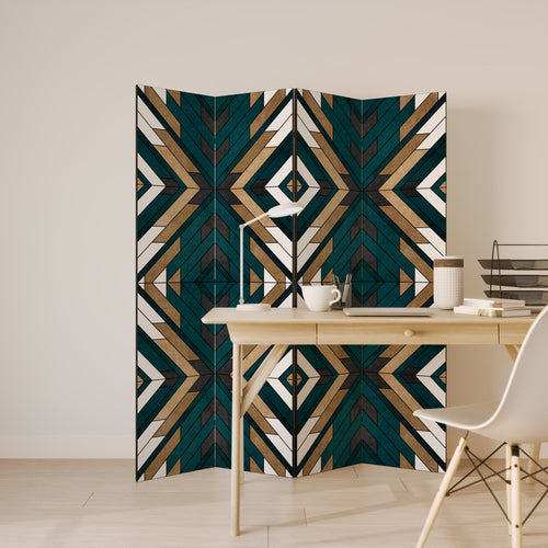 ARTISTIC GEOMETRY Decorative 4-Panel Room Divider