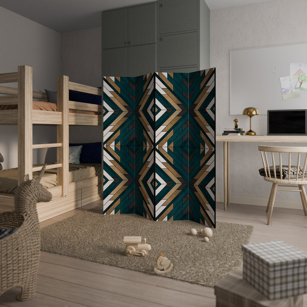 ARTISTIC GEOMETRY Biombo Decorativo de 4 Painéis