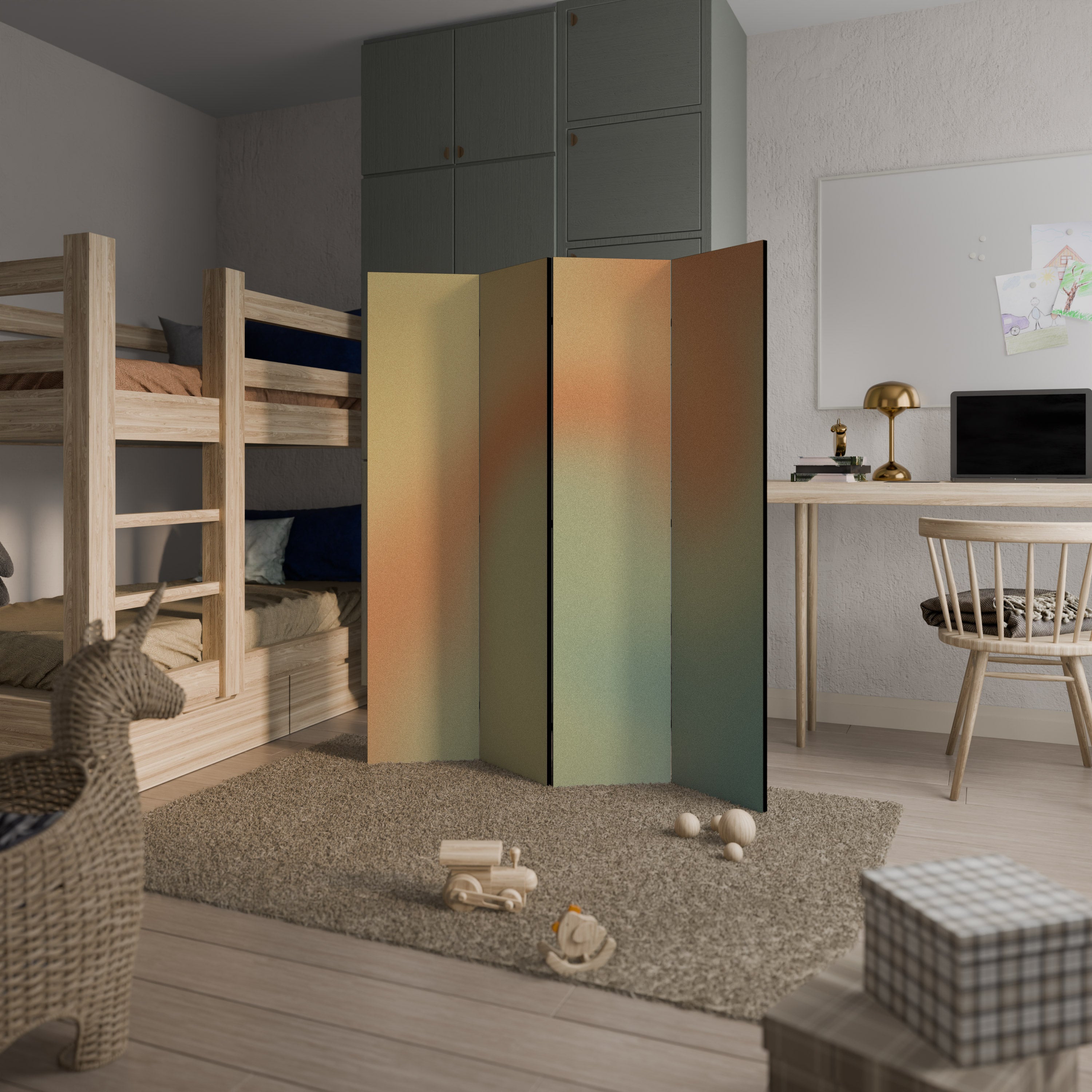 MIRAGE MELODIES Biombo Decorativo de 4 Painéis