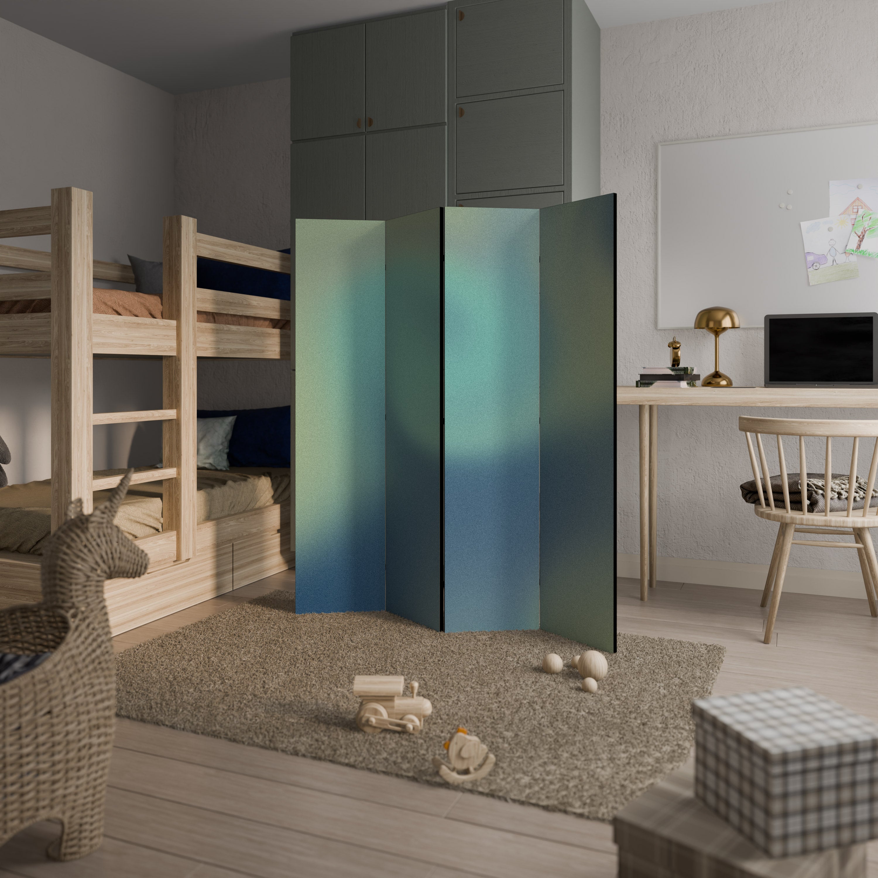 ETHEREAL SHADES UNVEILED Biombo Decorativo de 4 Painéis