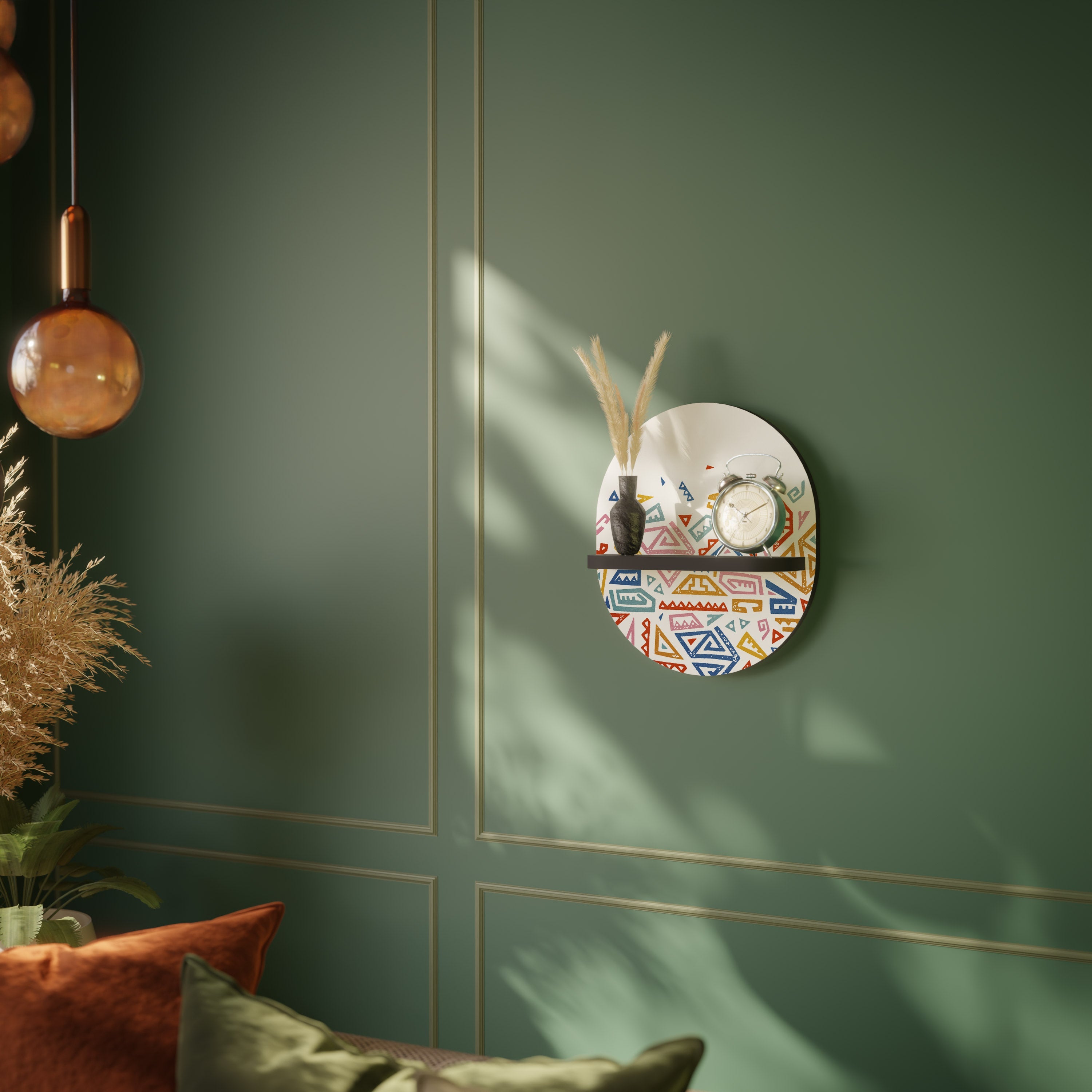 ANGULAR FEELING Prateleira Oval Decorativa em Acabamento Preto