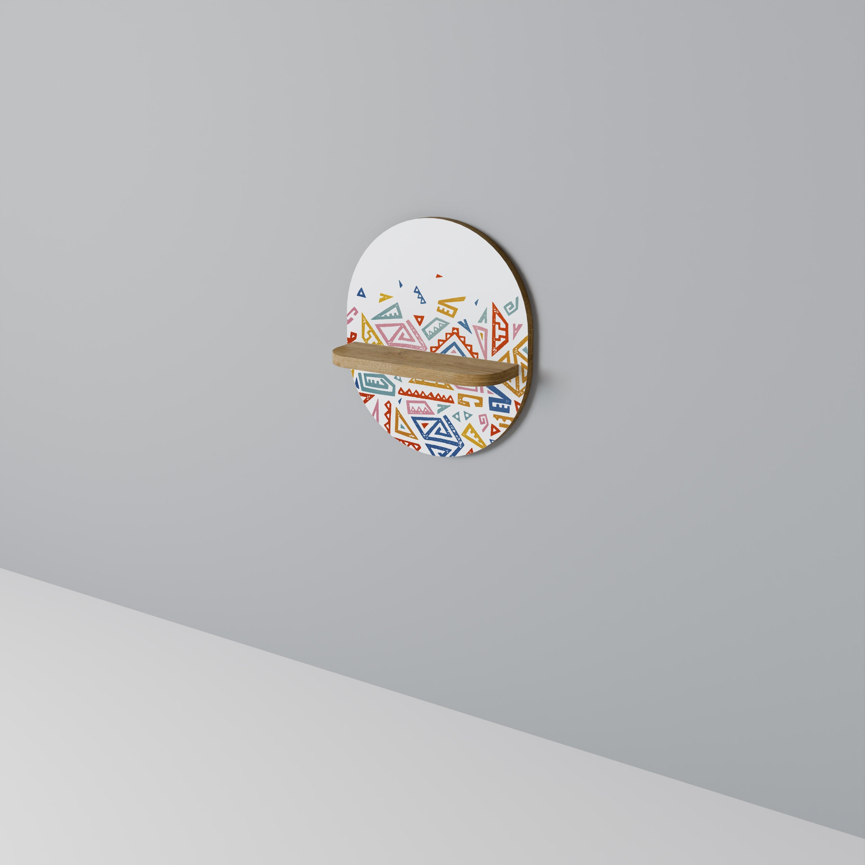 ANGULAR FEELING Prateleira Oval Decorativa em Efeito Carvalho