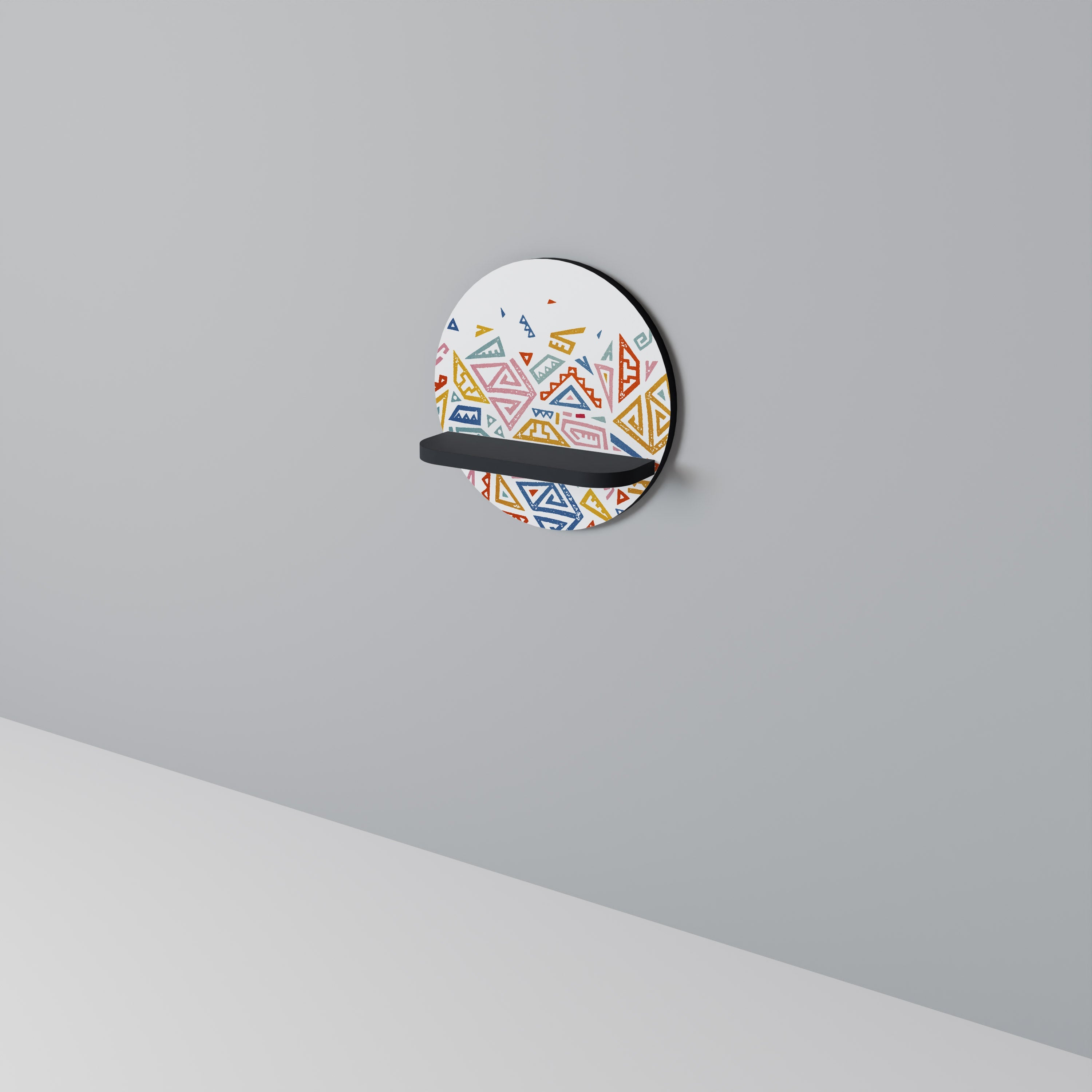 ANGULAR FEELING Prateleira Redonda Decorativa em Acabamento Preto