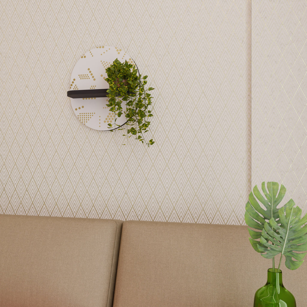 SPOTTED DAZE Prateleira Oval Decorativa em Acabamento Preto