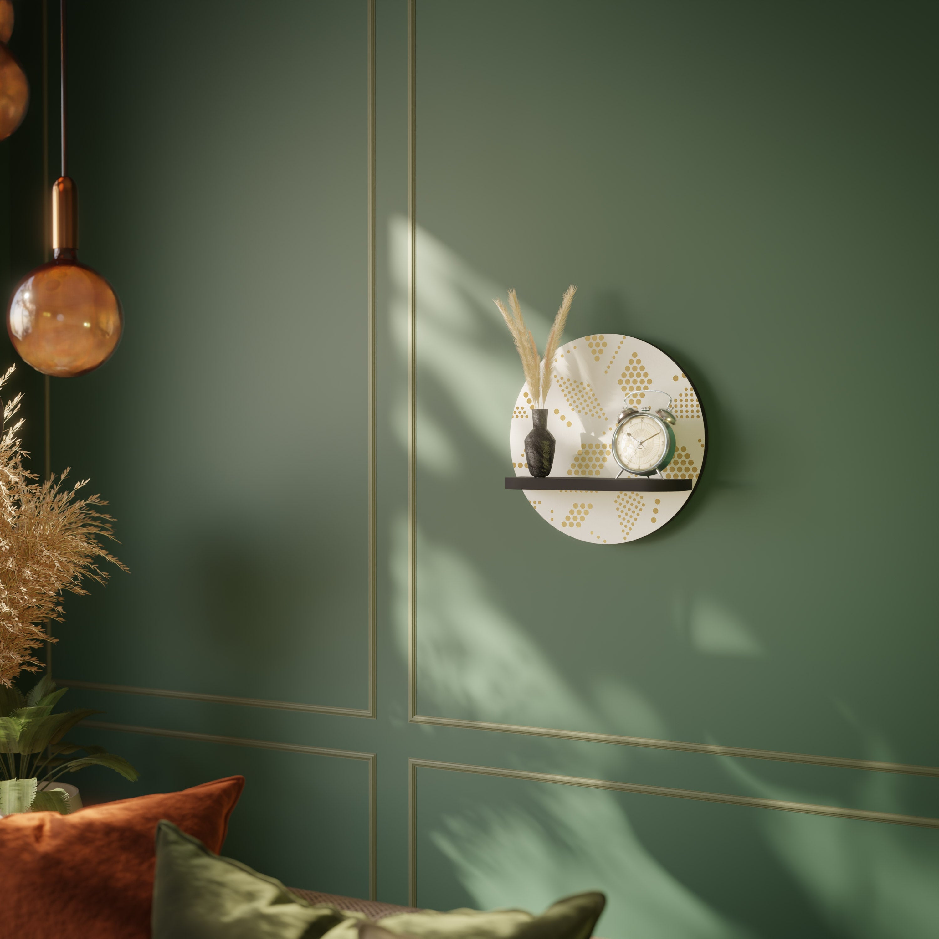 SPOTTED DAZE Prateleira Redonda Decorativa em Acabamento Preto