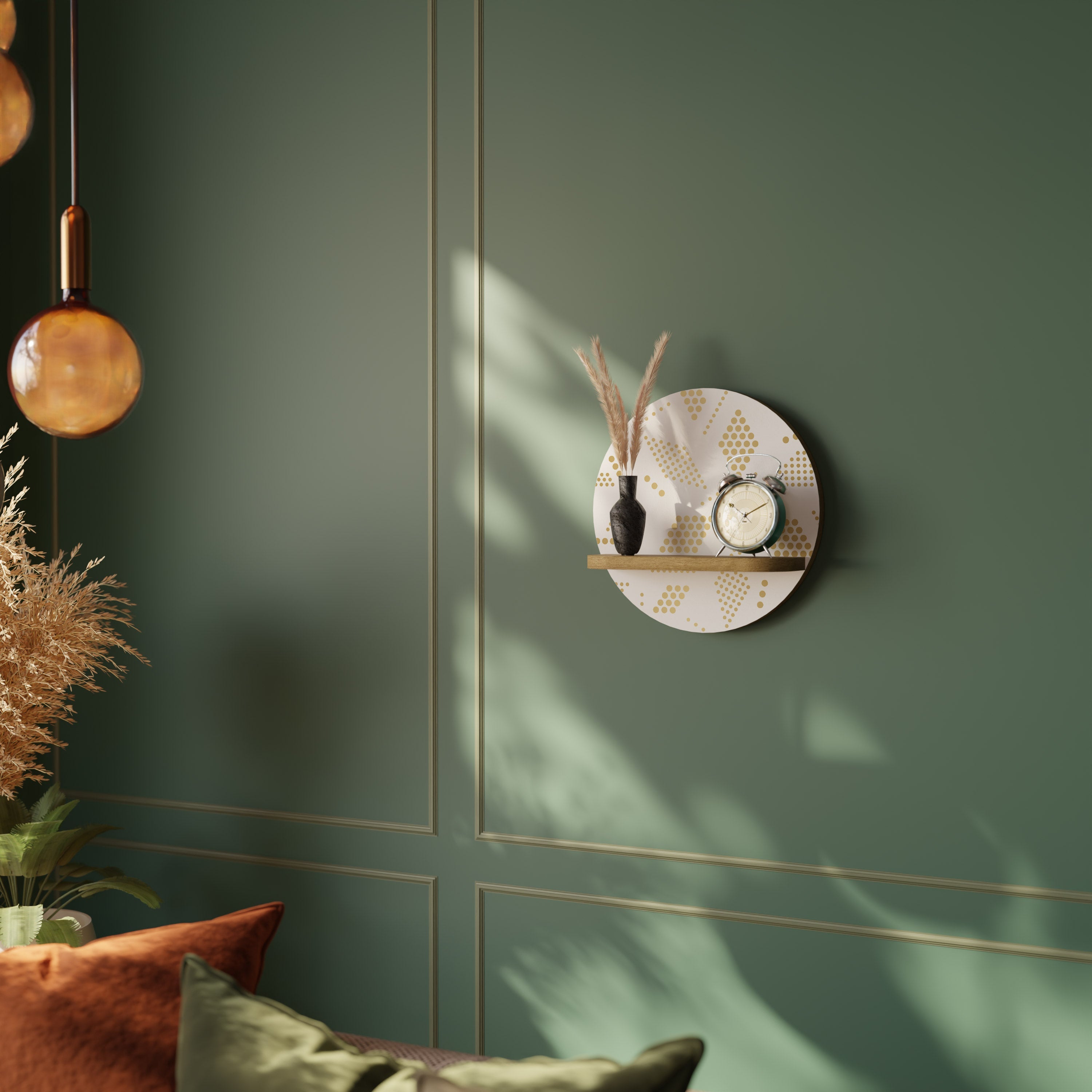 SPOTTED DAZE Prateleira Redonda Decorativa em Efeito Carvalho