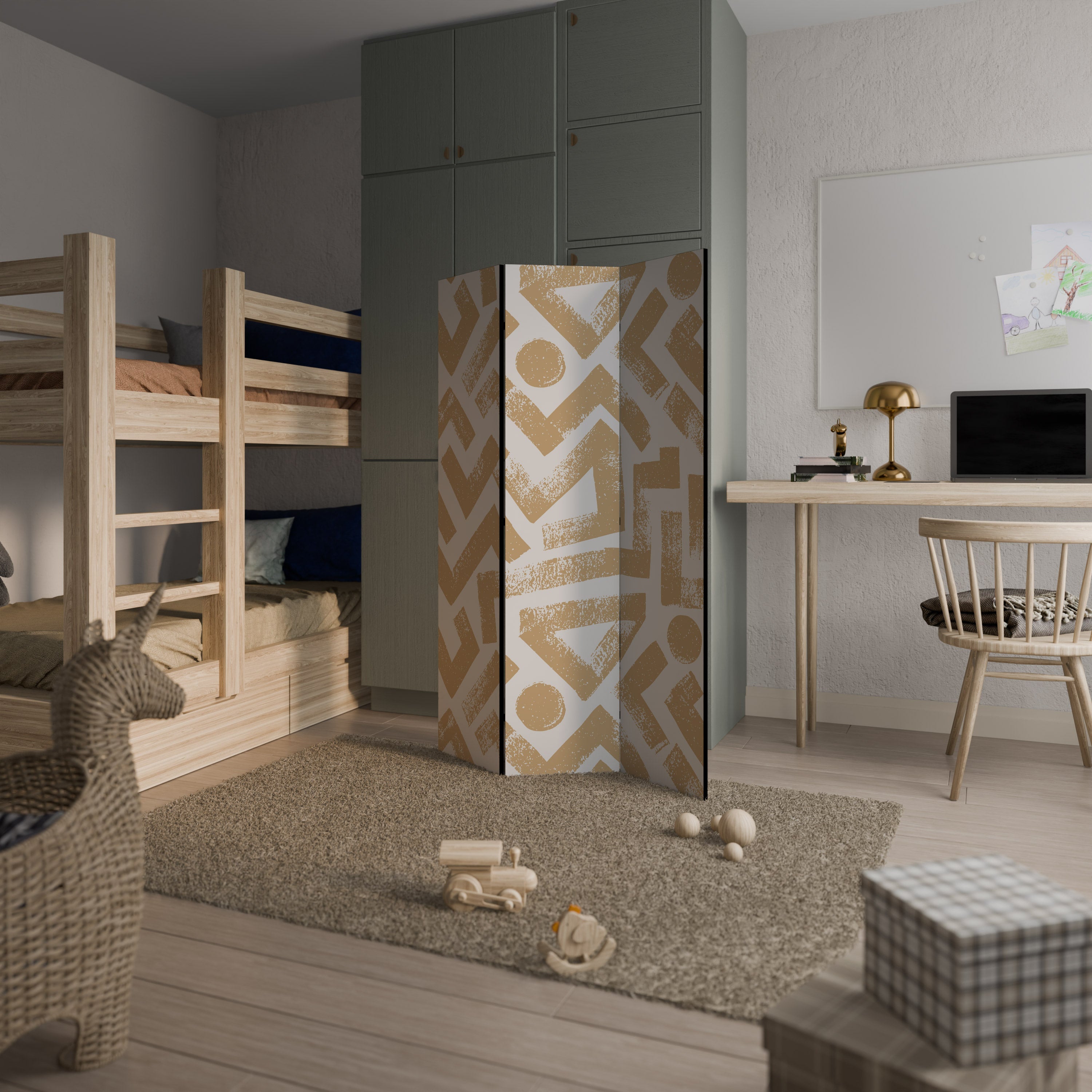 CLUSTER CRAFTS Biombo Decorativo de 3 Painéis