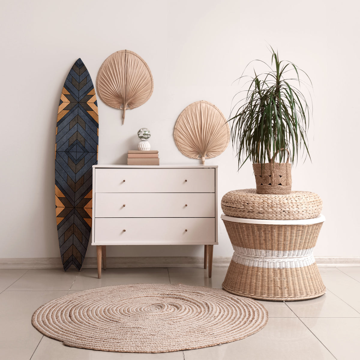 CRAFTY GEOMETRY Painel Decorativo Prancha de Surf