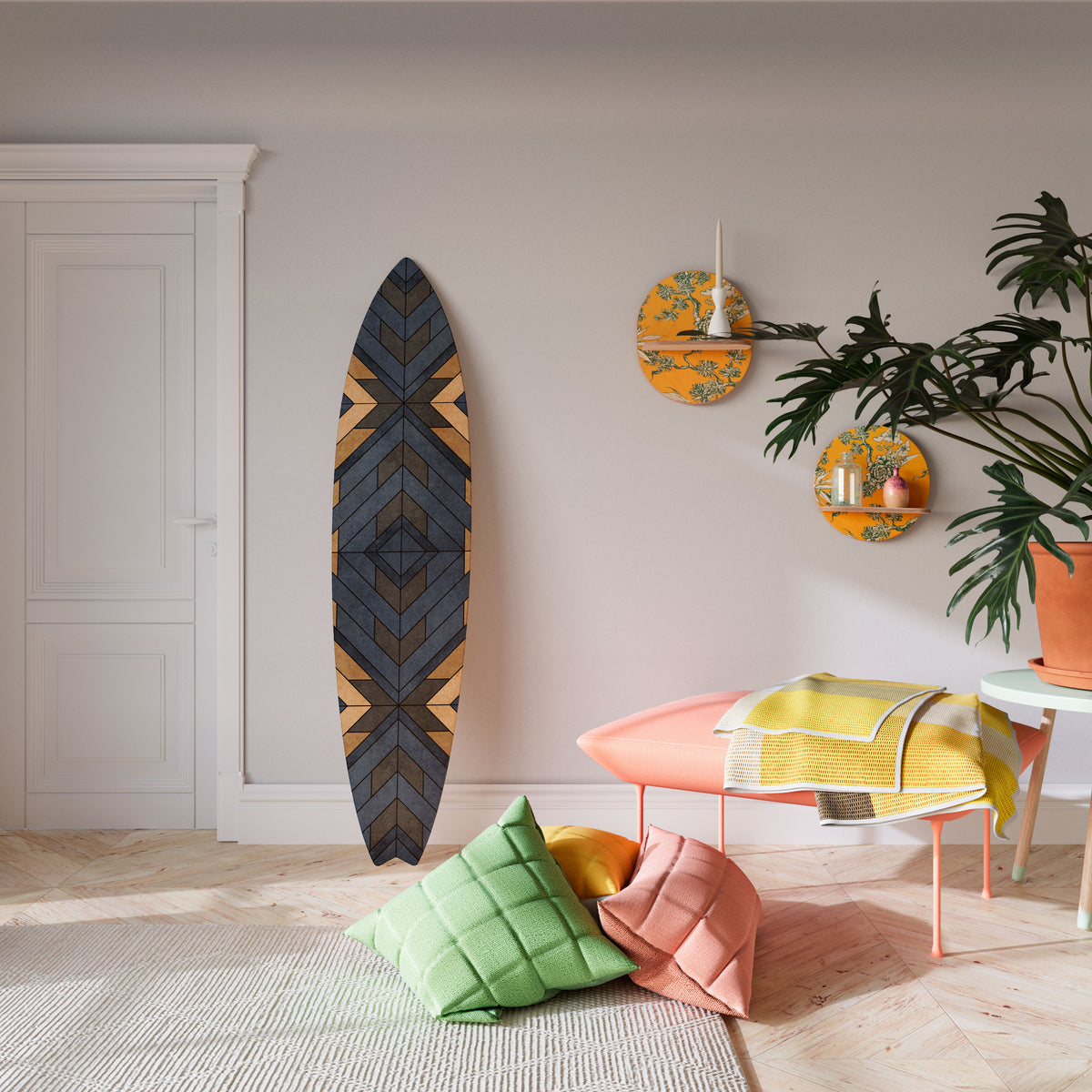CRAFTY GEOMETRY Painel Decorativo Prancha de Surf