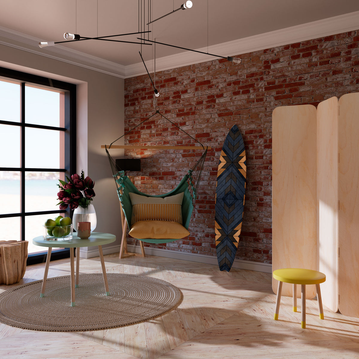 CRAFTY GEOMETRY Painel Decorativo Prancha de Surf