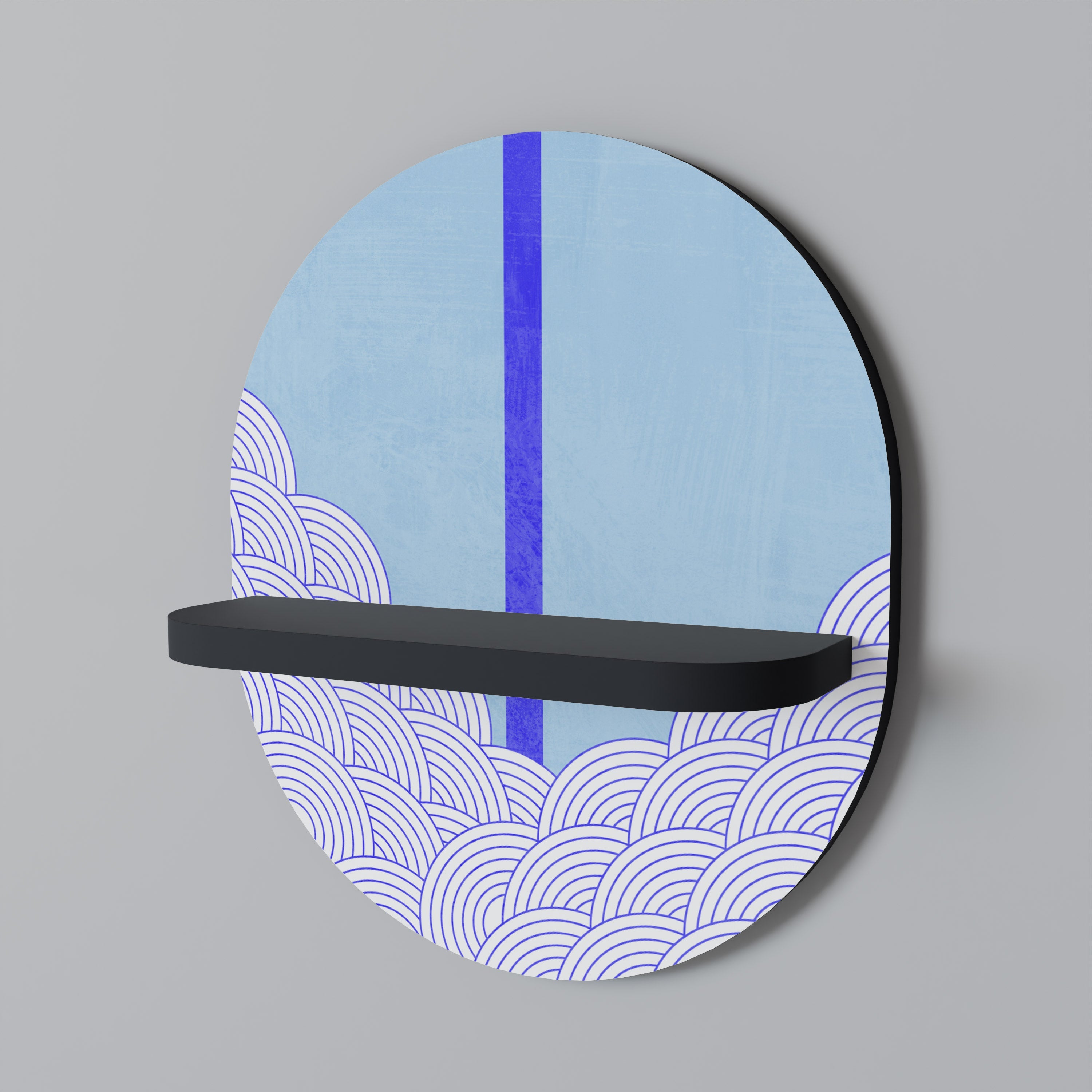 TIDAL STRIPE Prateleira Oval Decorativa em Acabamento Preto