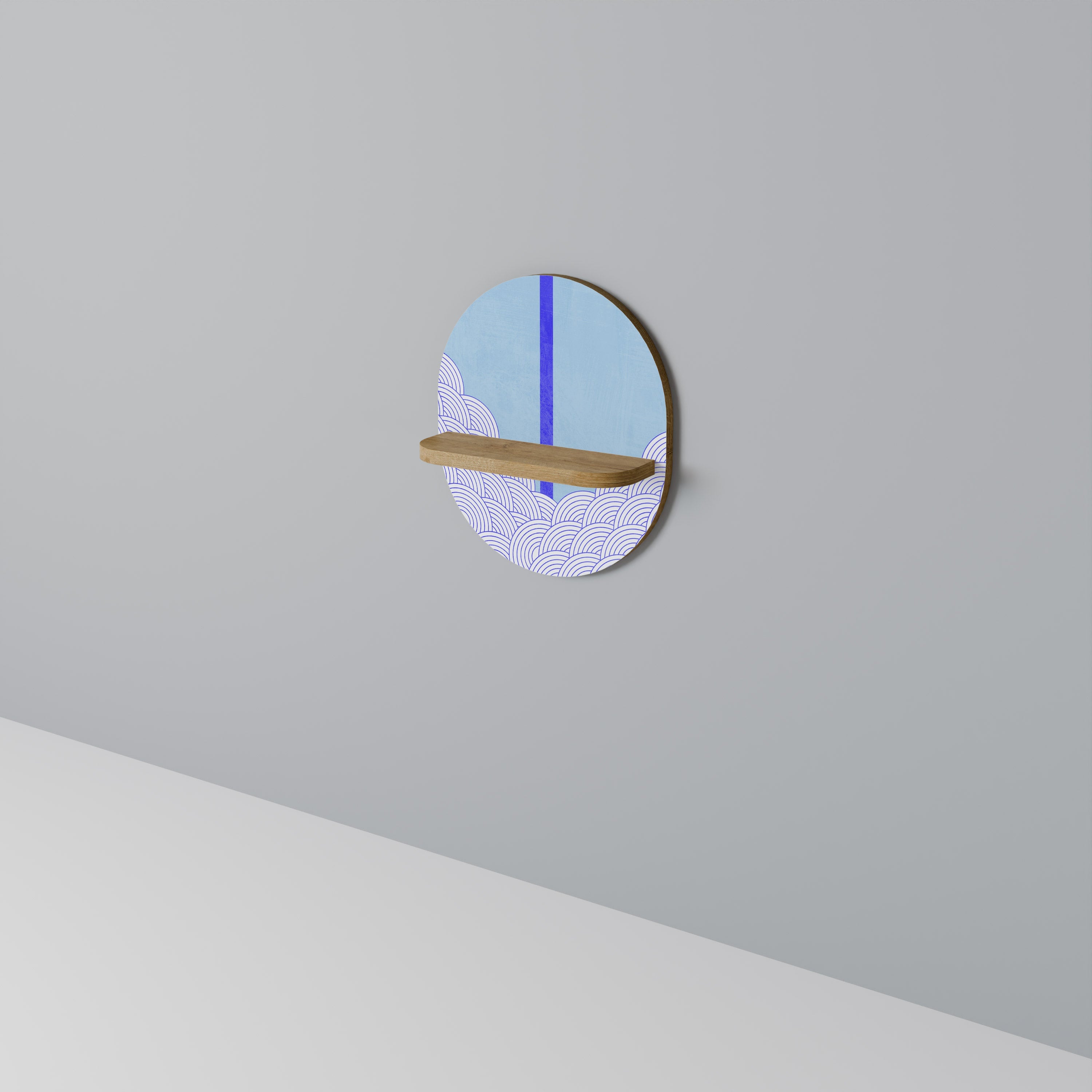 TIDAL STRIPE Prateleira Oval Decorativa em Efeito Carvalho