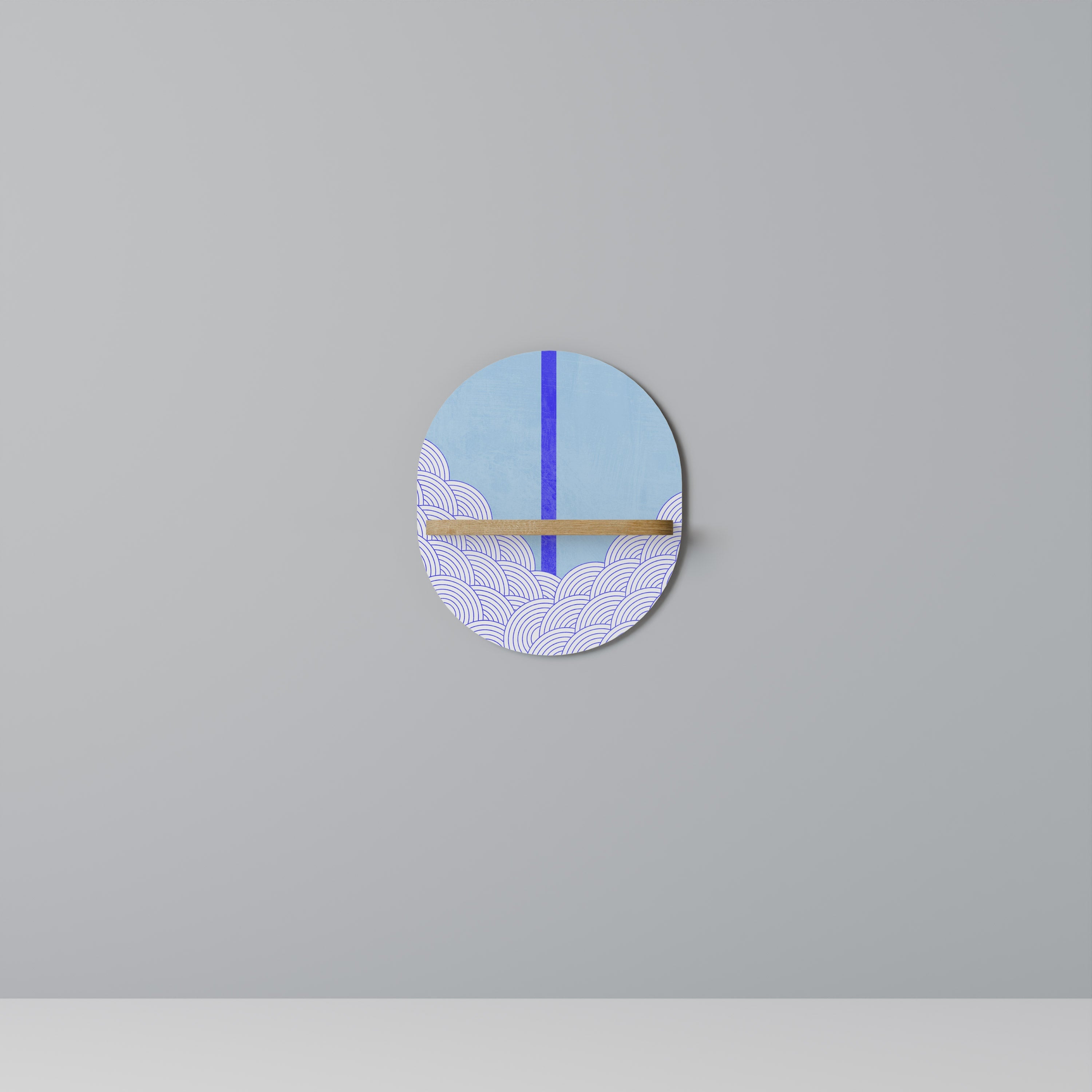 TIDAL STRIPE Prateleira Oval Decorativa em Efeito Carvalho