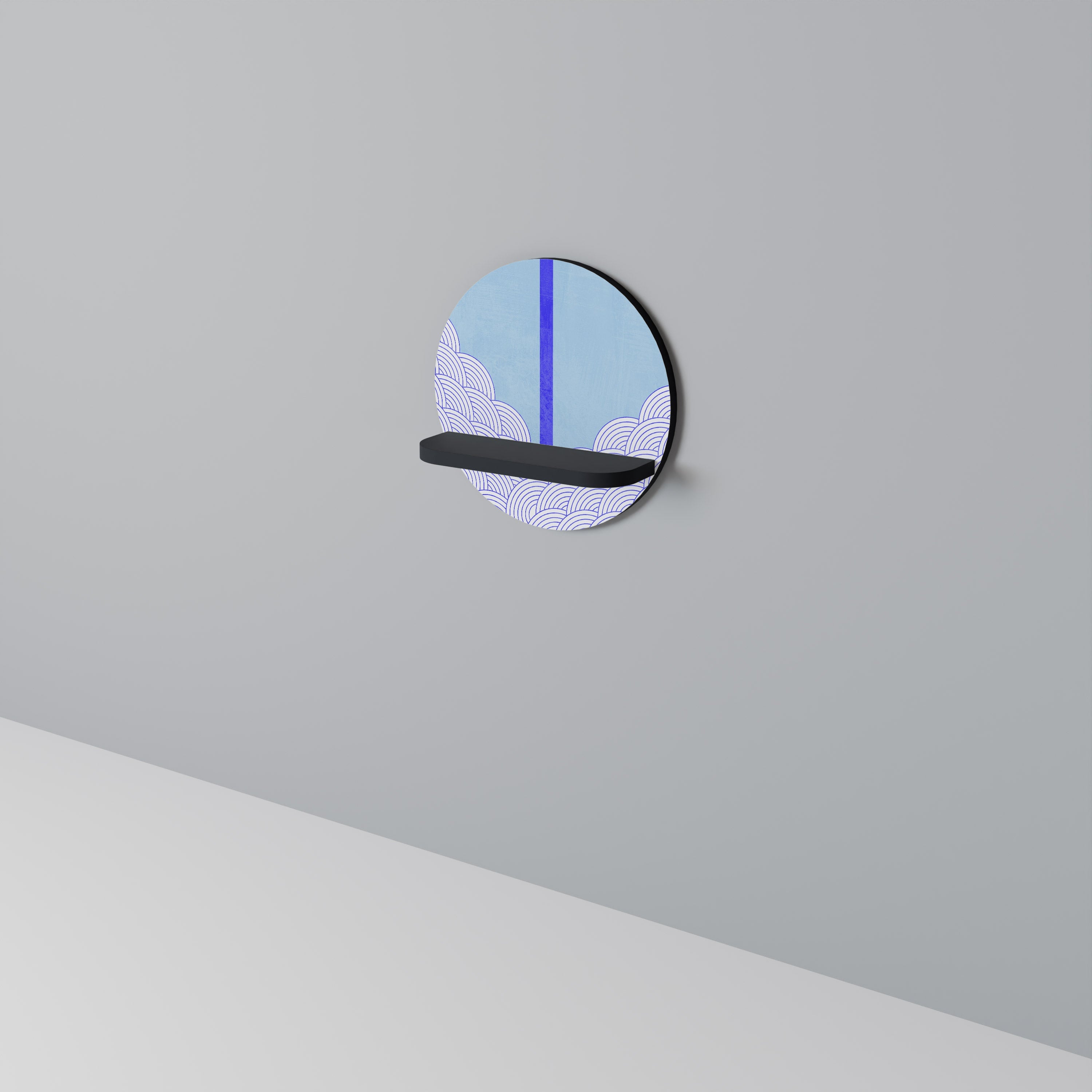 TIDAL STRIPE Prateleira Redonda Decorativa em Acabamento Preto