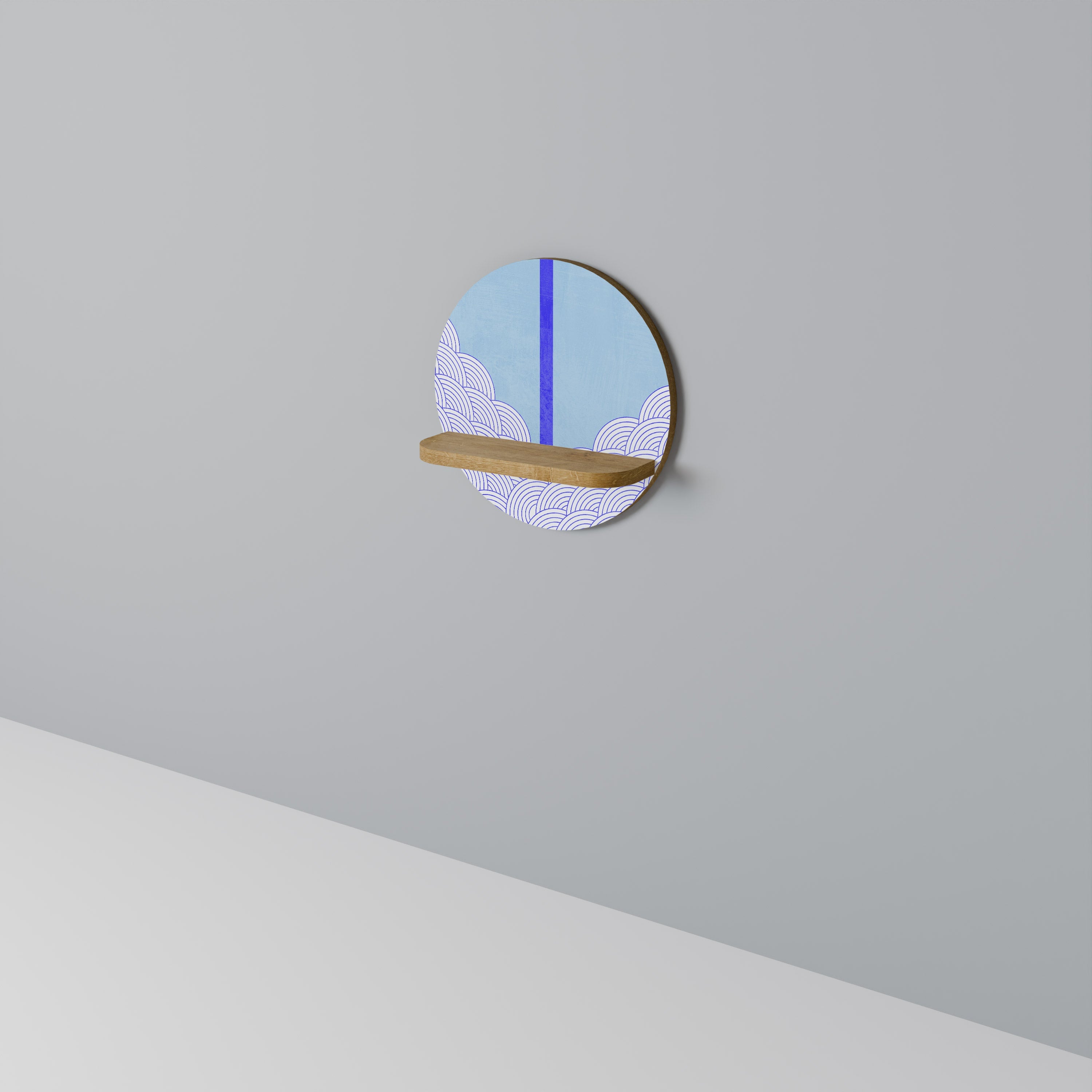 TIDAL STRIPE Prateleira Redonda Decorativa em Efeito Carvalho