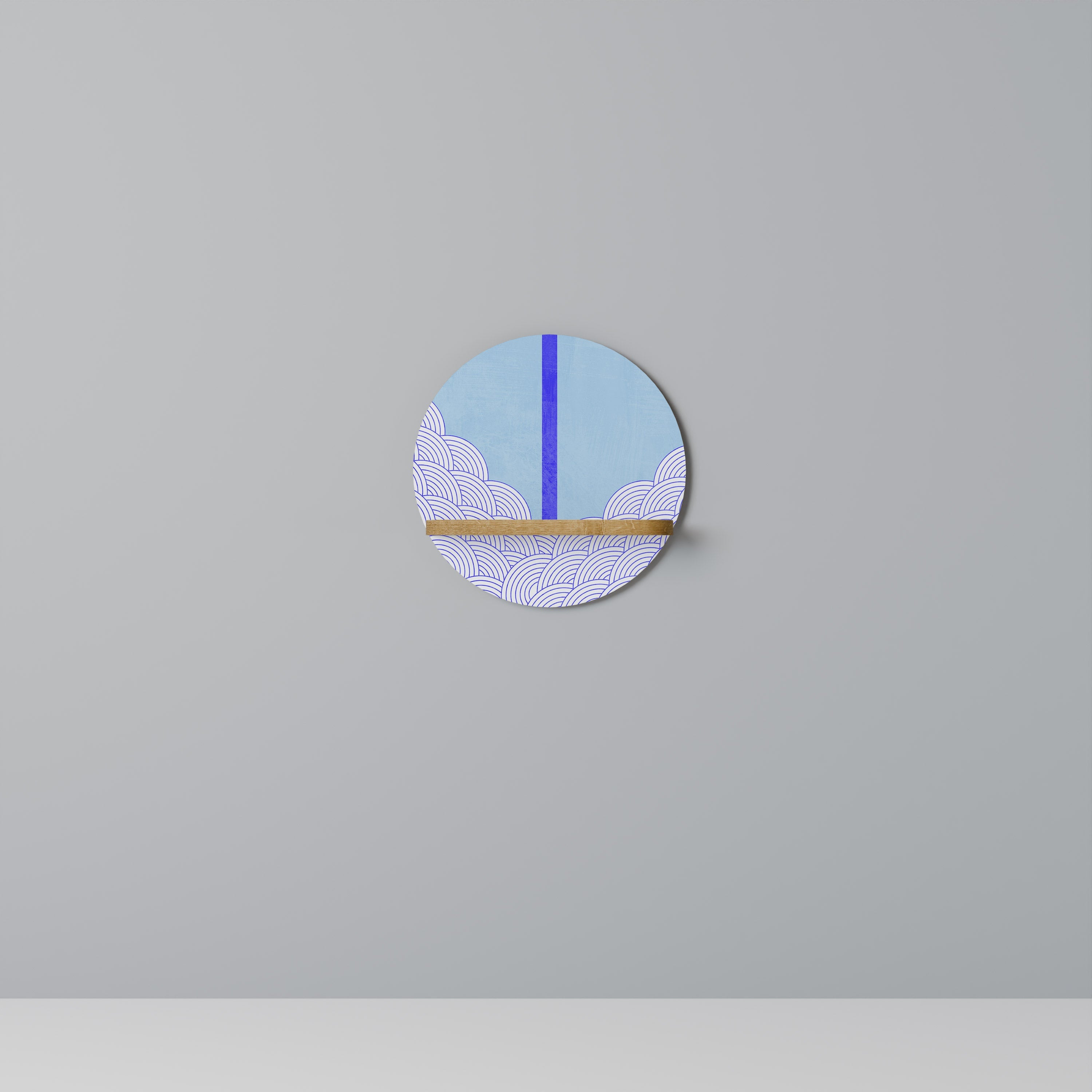 TIDAL STRIPE Prateleira Redonda Decorativa em Efeito Carvalho