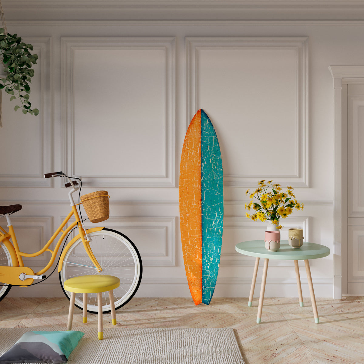 RUSTIC SHORE Painel Decorativo Prancha de Surf
