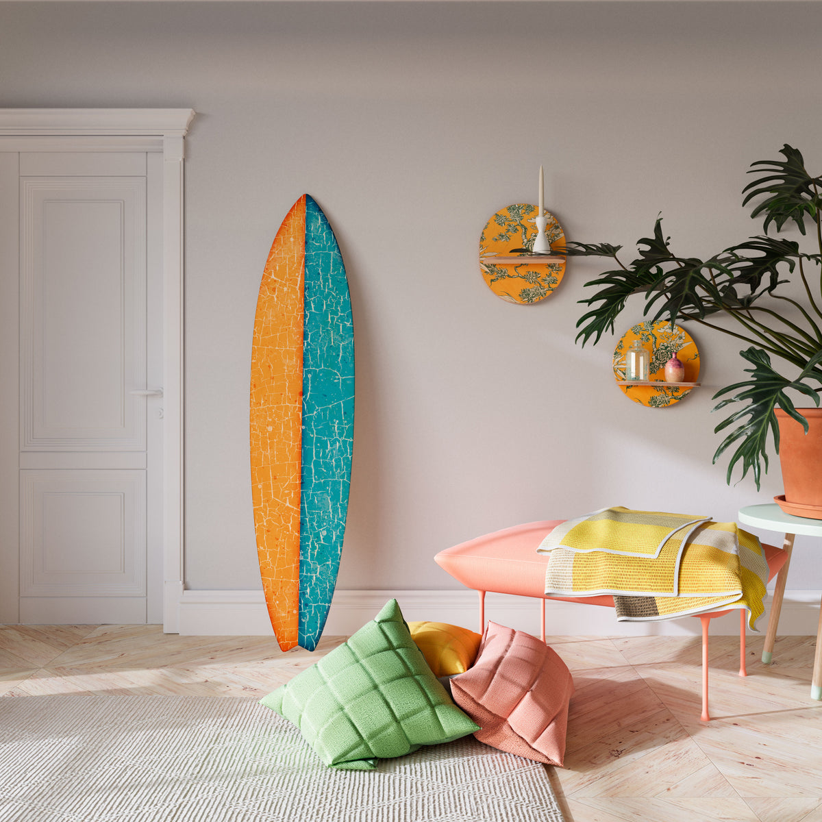 RUSTIC SHORE Painel Decorativo Prancha de Surf