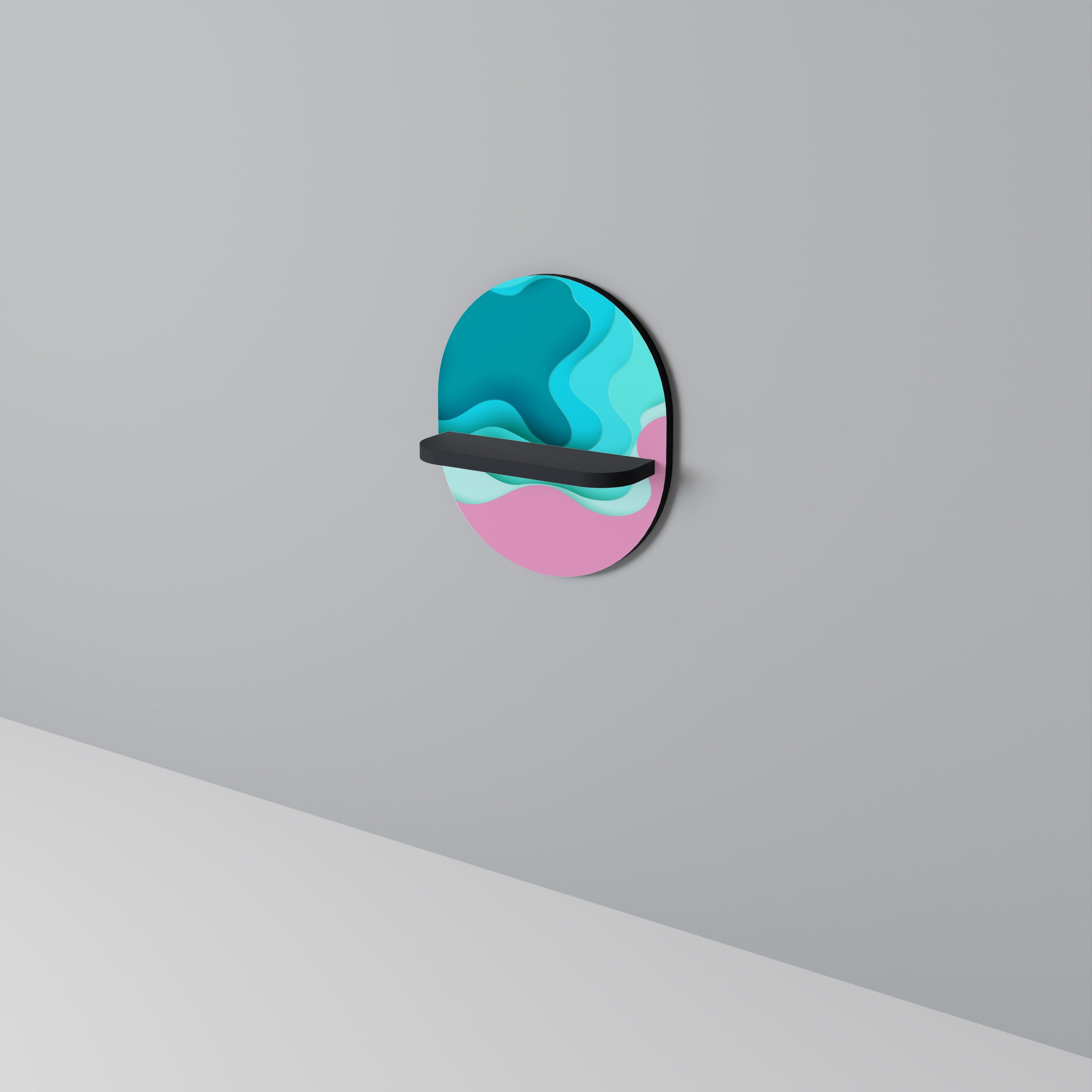 CYANIC ABYSS Prateleira Oval Decorativa em Acabamento Preto