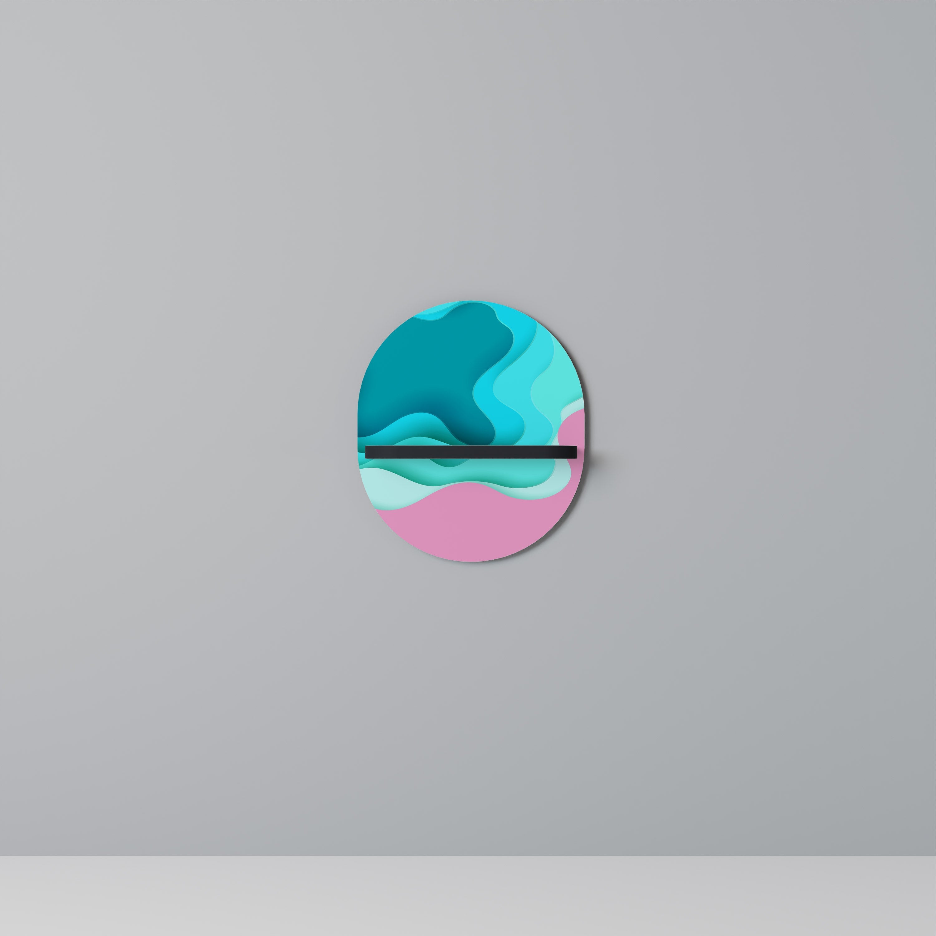 CYANIC ABYSS Prateleira Oval Decorativa em Acabamento Preto