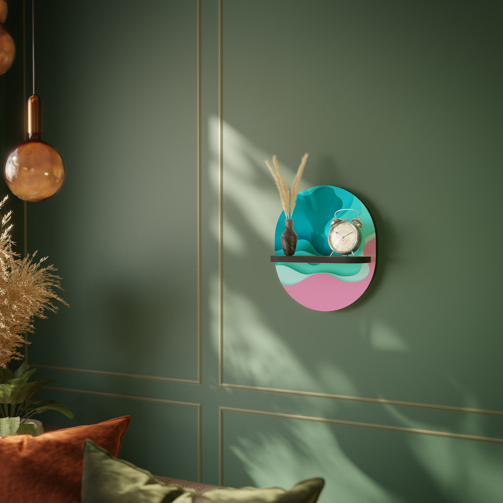 CYANIC ABYSS Prateleira Oval Decorativa em Acabamento Preto