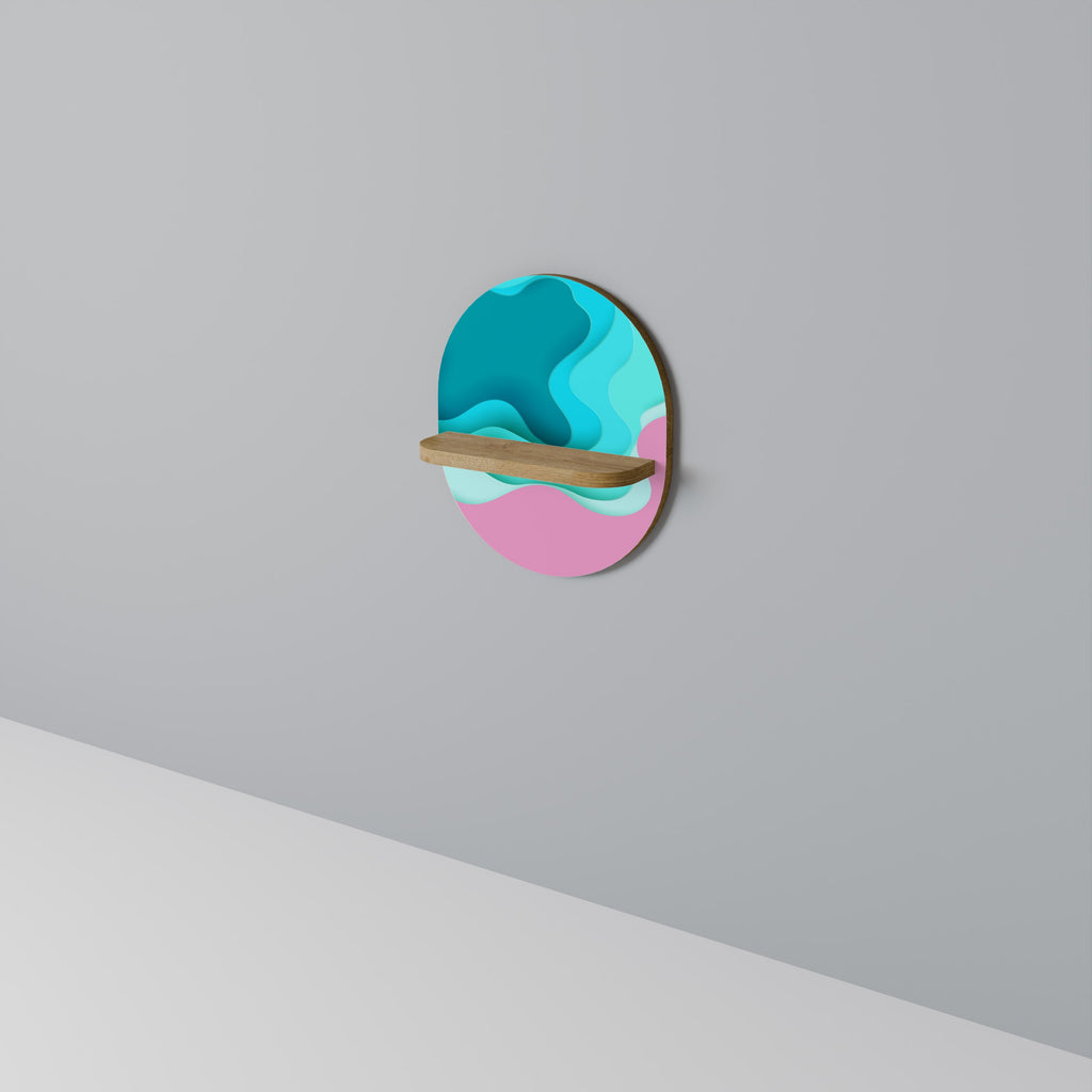 CYANIC ABYSS Prateleira Oval Decorativa em Efeito Carvalho