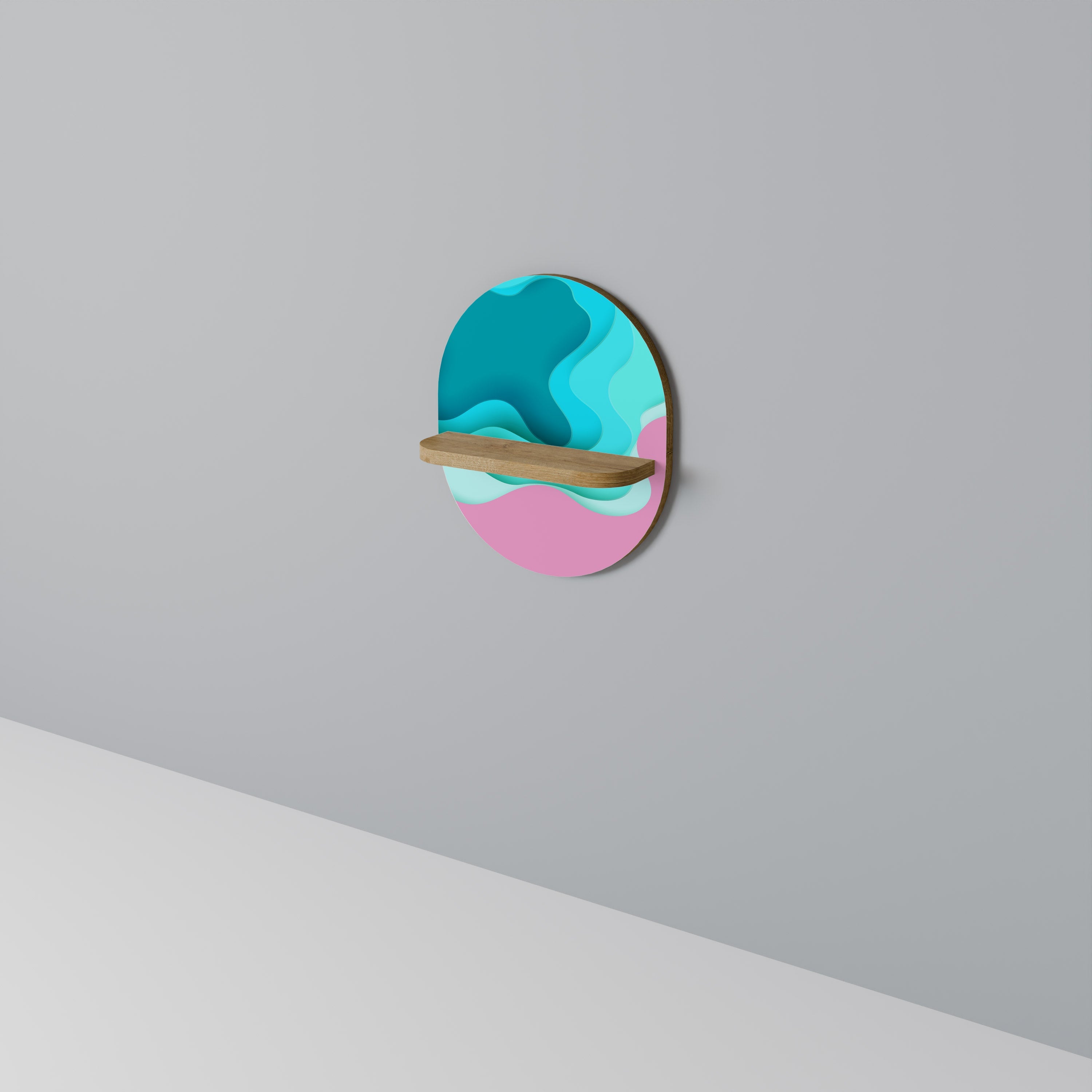 CYANIC ABYSS Prateleira Oval Decorativa em Efeito Carvalho