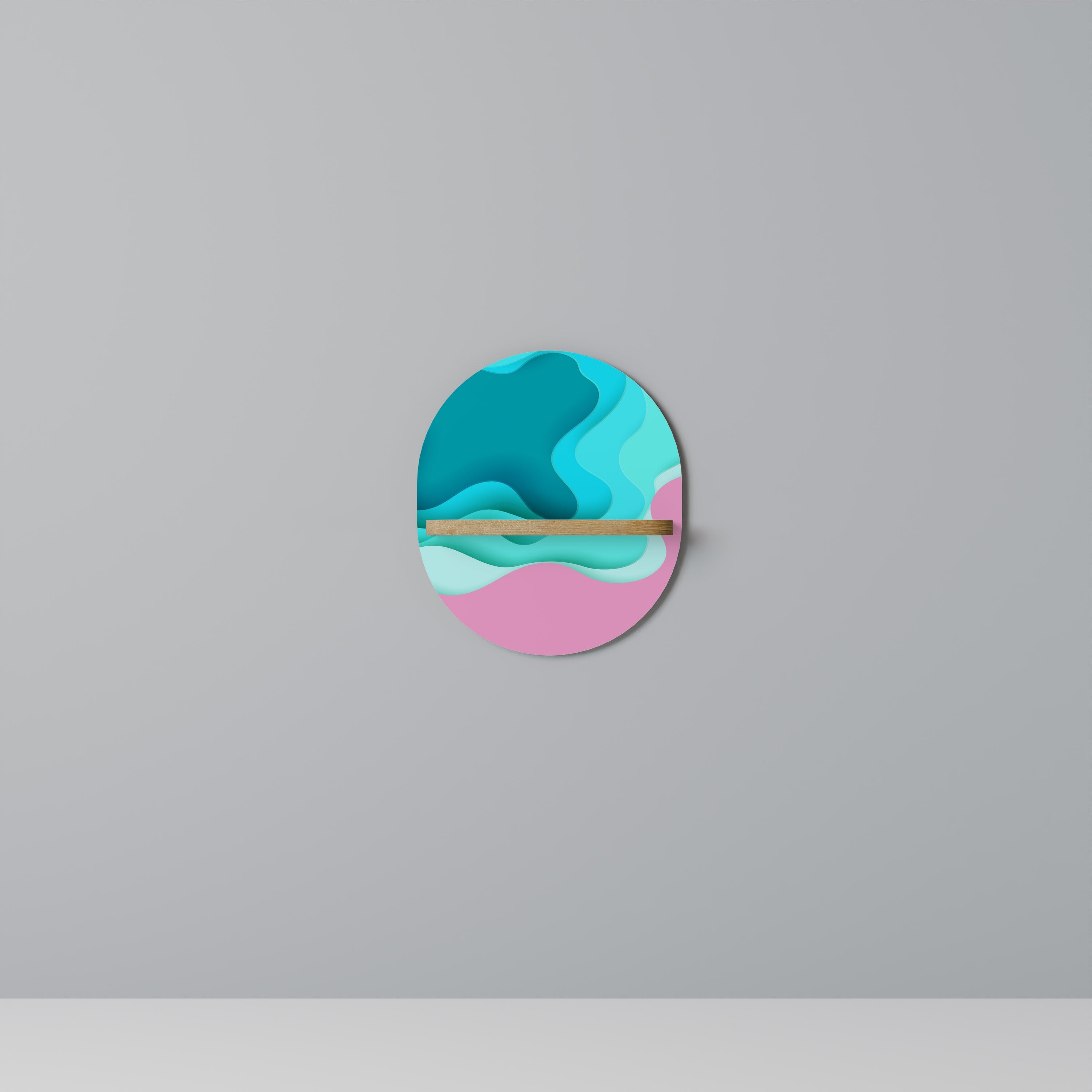 CYANIC ABYSS Prateleira Oval Decorativa em Efeito Carvalho