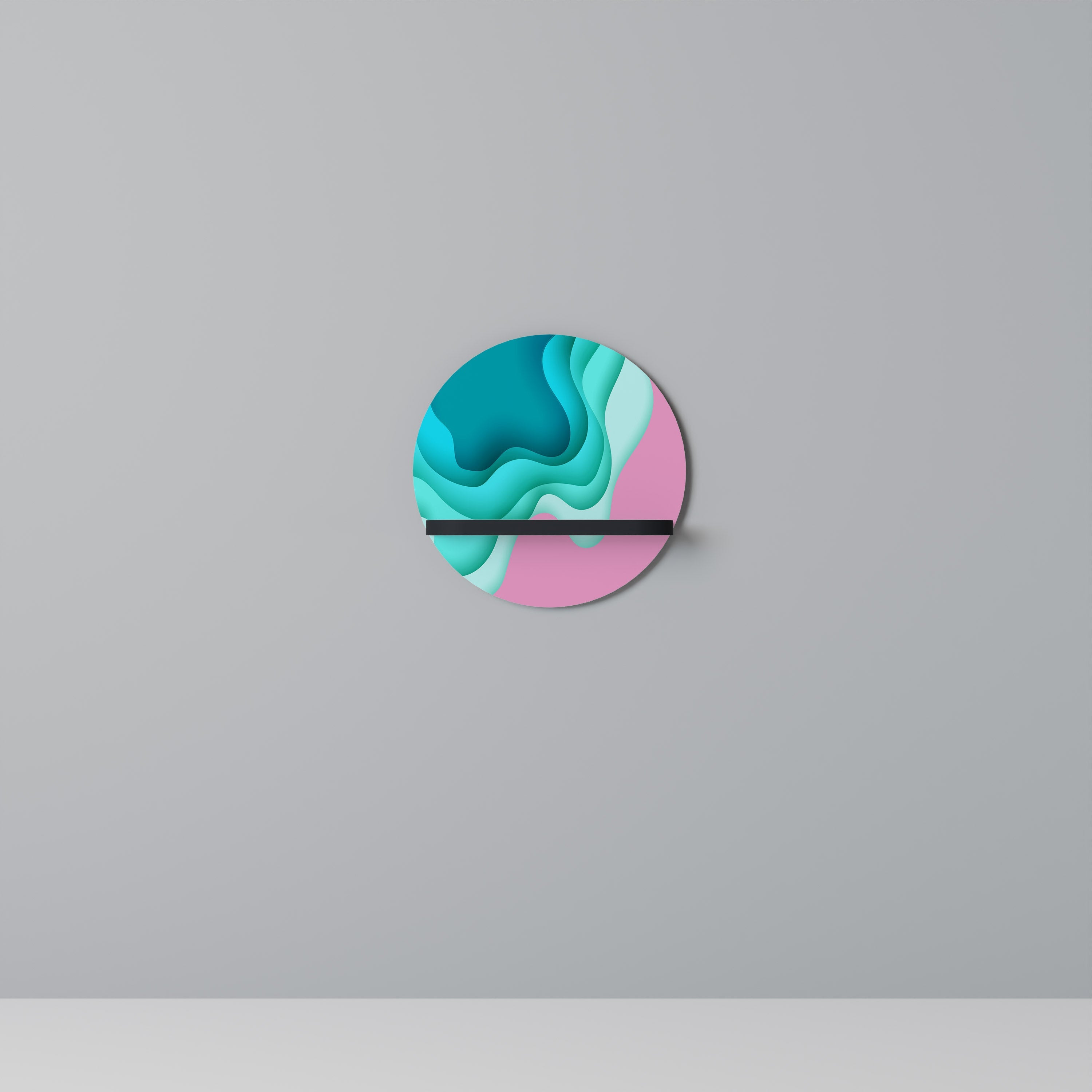 CYANIC ABYSS Prateleira Redonda Decorativa em Acabamento Preto