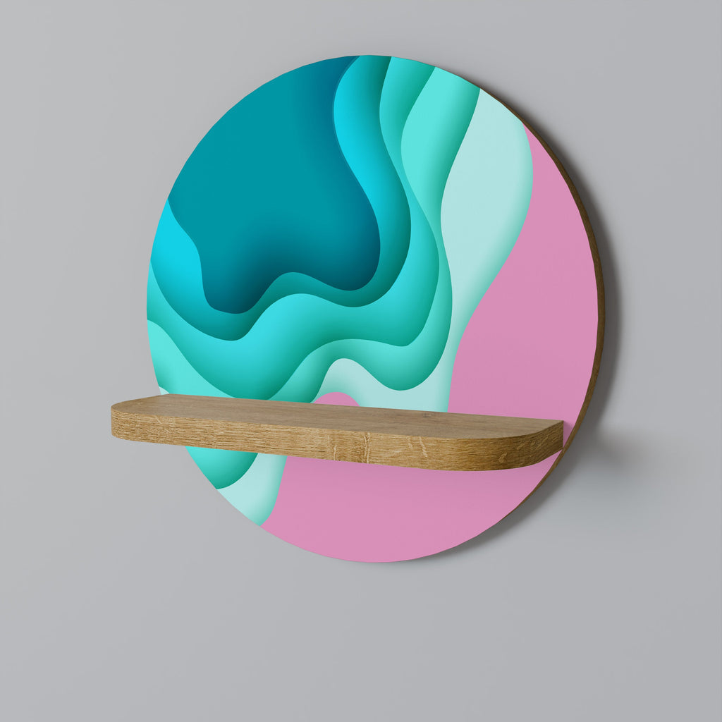 CYANIC ABYSS Prateleira Redonda Decorativa em Efeito Carvalho