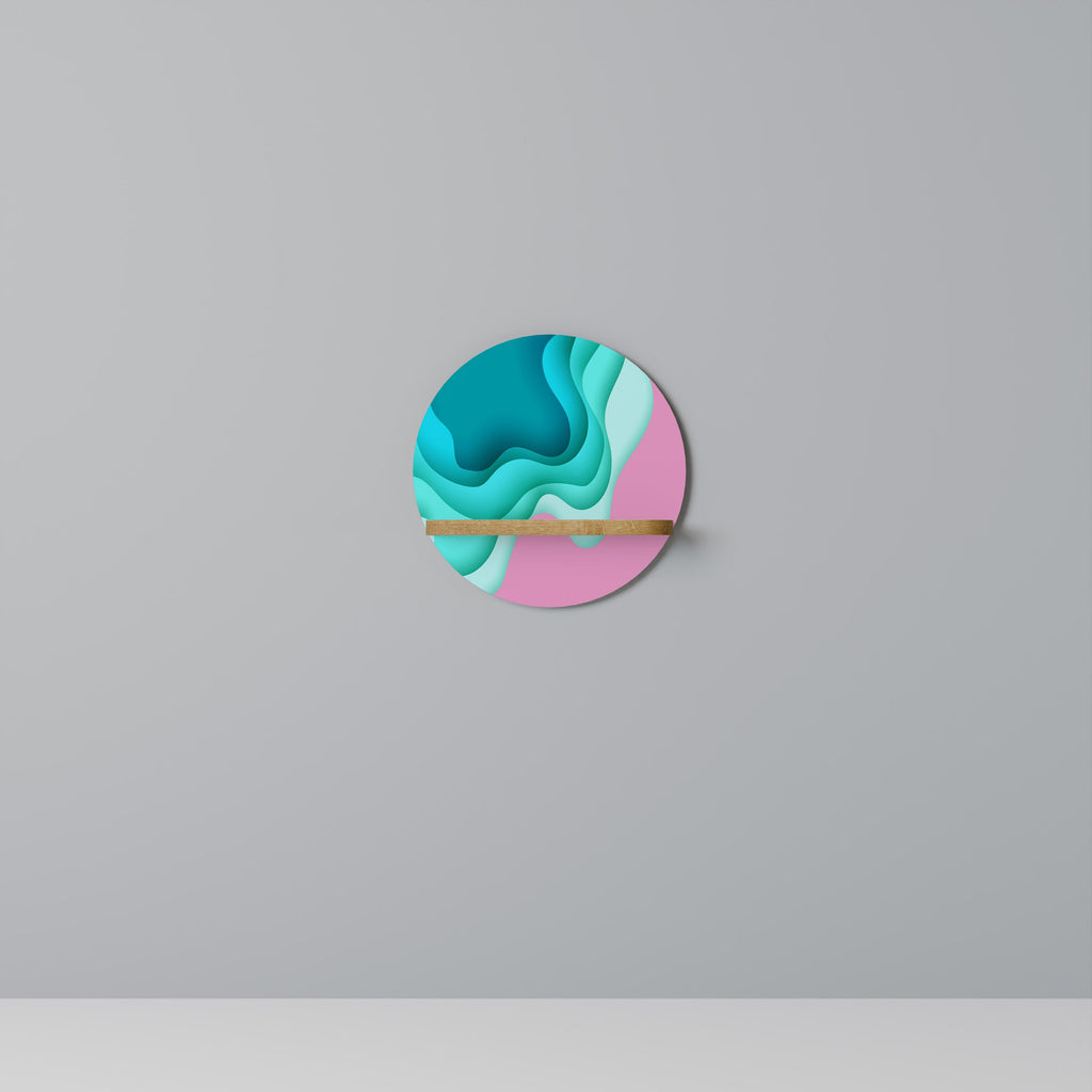 CYANIC ABYSS Prateleira Redonda Decorativa em Efeito Carvalho