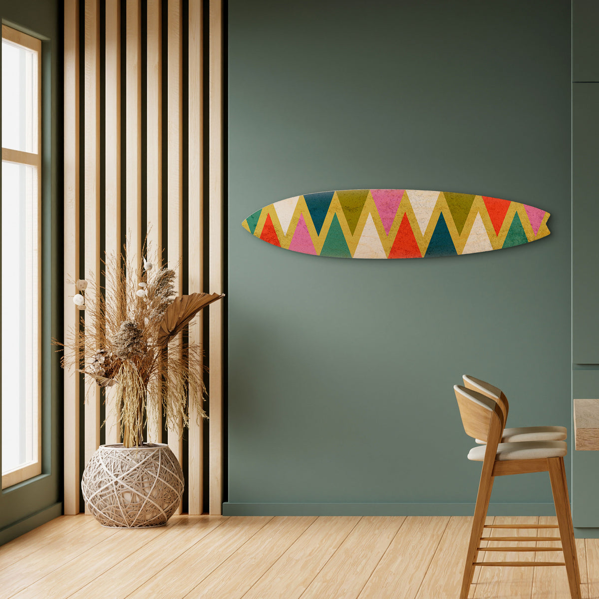 COLORFUL TRIANGLES Painel Decorativo Prancha de Surf