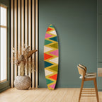 COLORFUL TRIANGLES Painel Decorativo Prancha de Surf