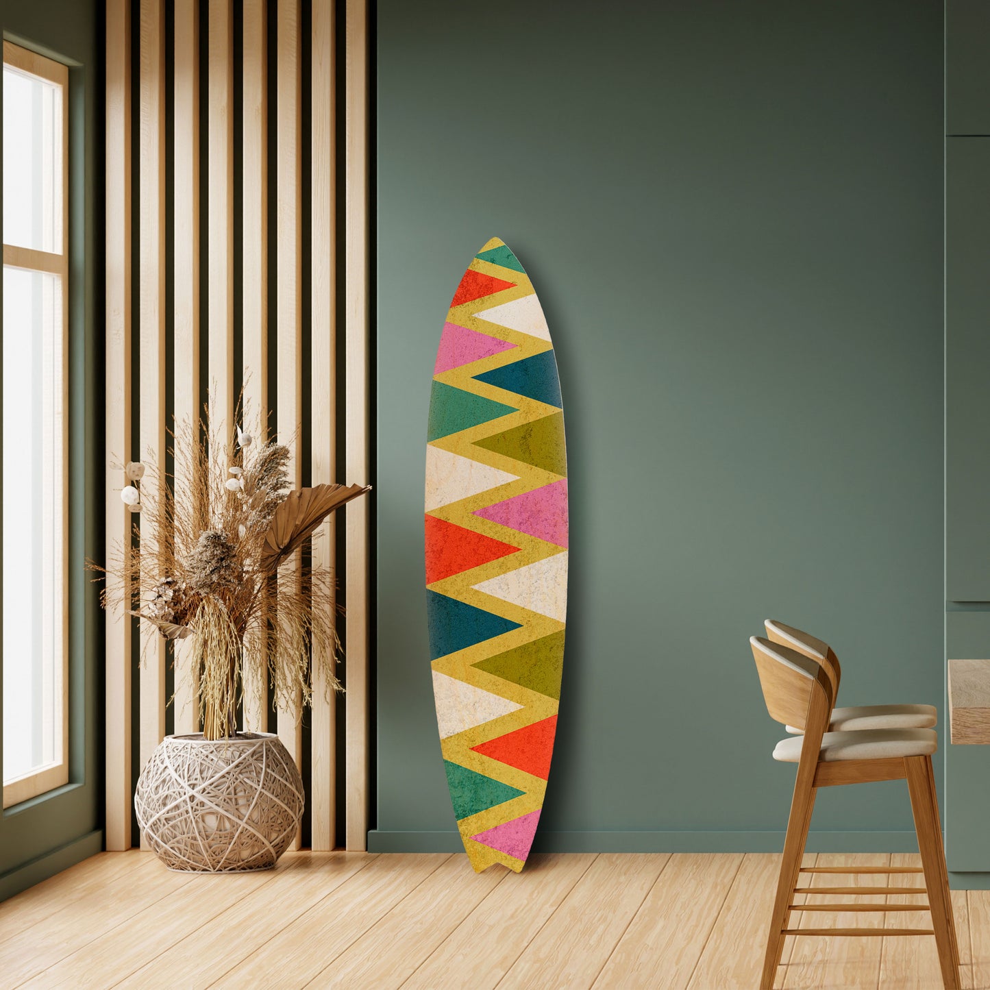 COLORFUL TRIANGLES Painel Decorativo Prancha de Surf
