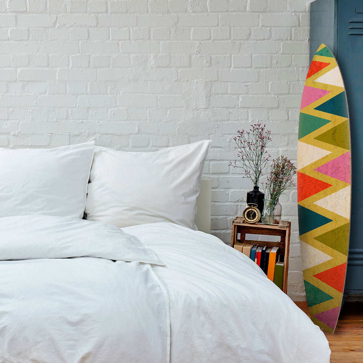 COLORFUL TRIANGLES Painel Decorativo Prancha de Surf