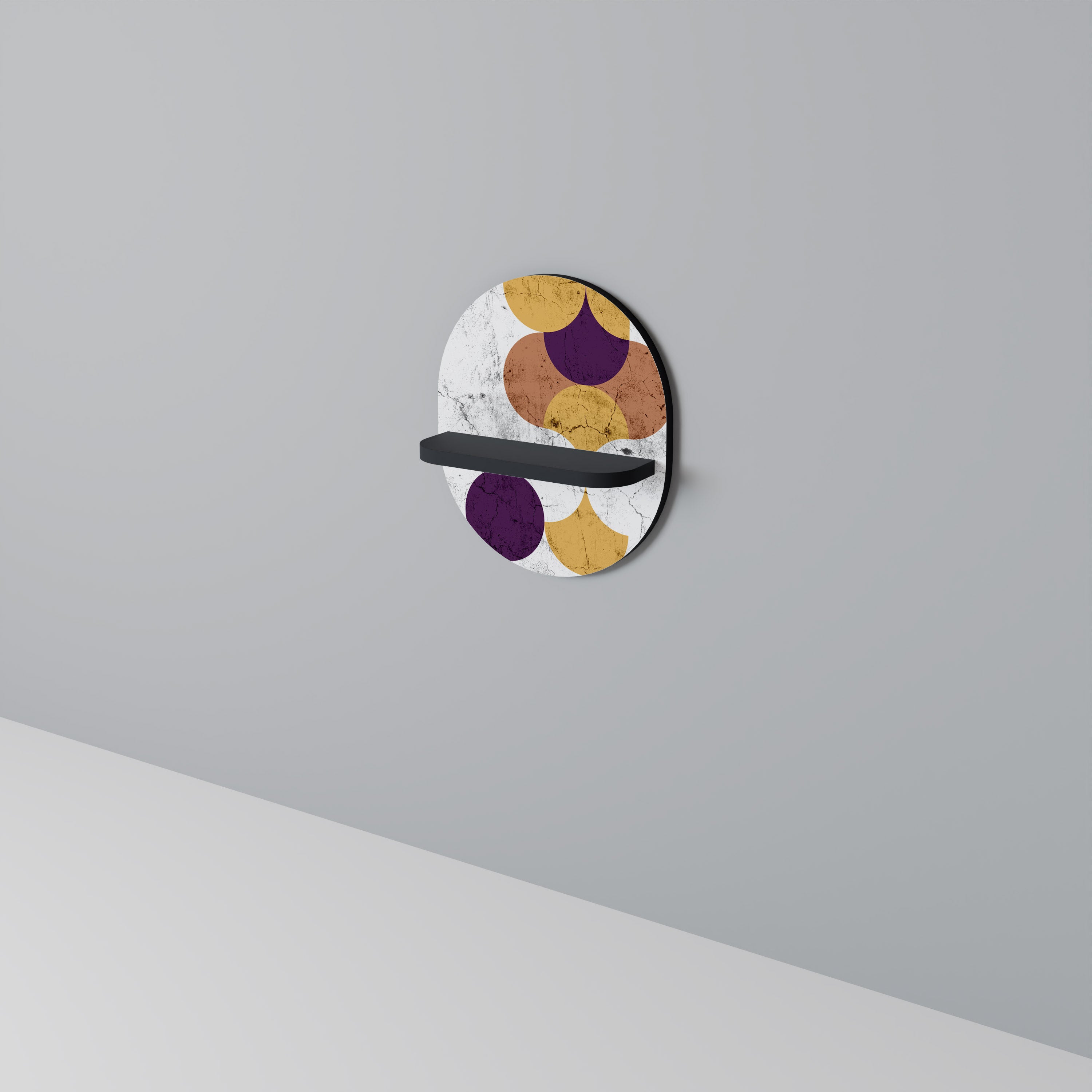 CRACKED GEOMETRY Prateleira Oval Decorativa em Acabamento Preto