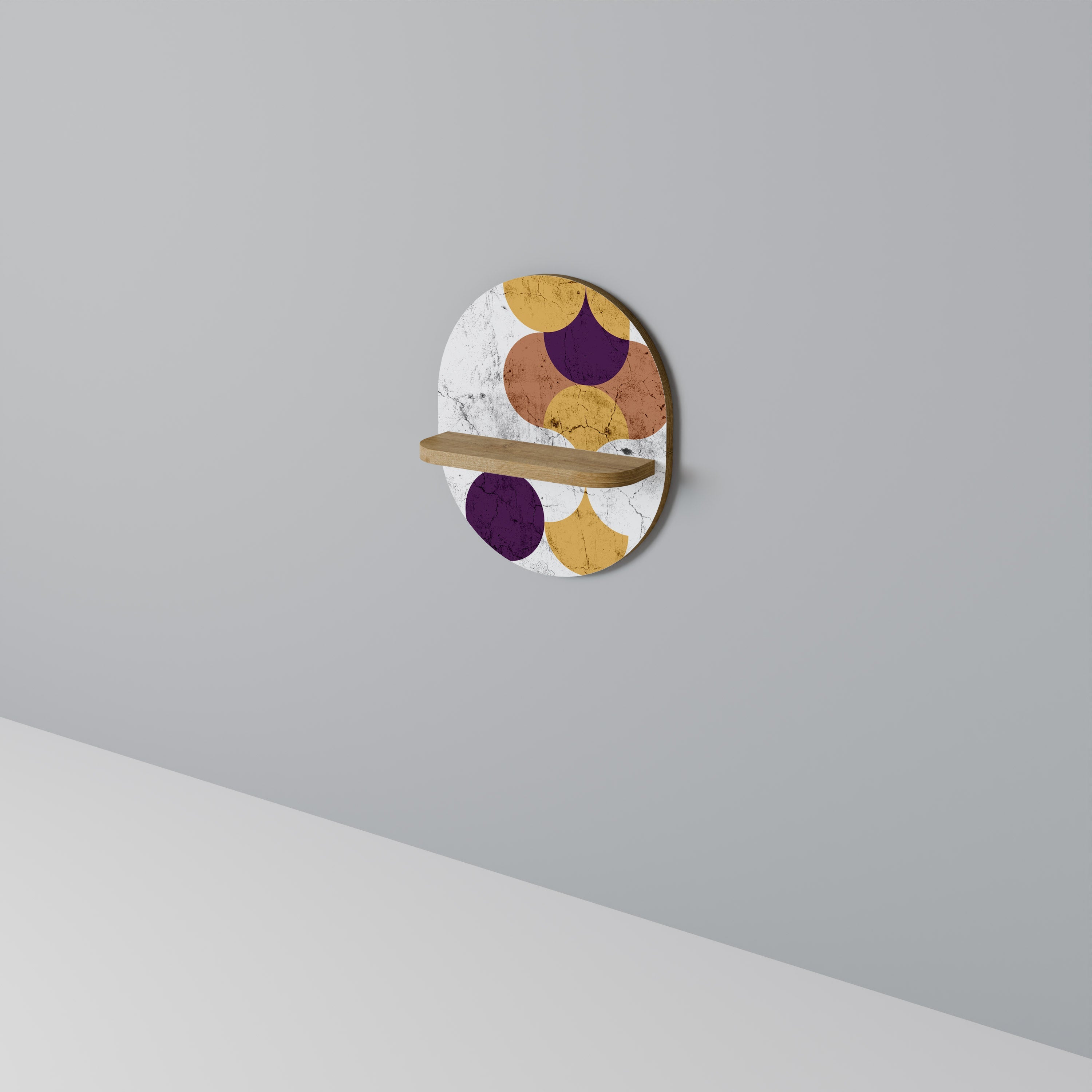 CRACKED GEOMETRY Prateleira Oval Decorativa em Efeito Carvalho