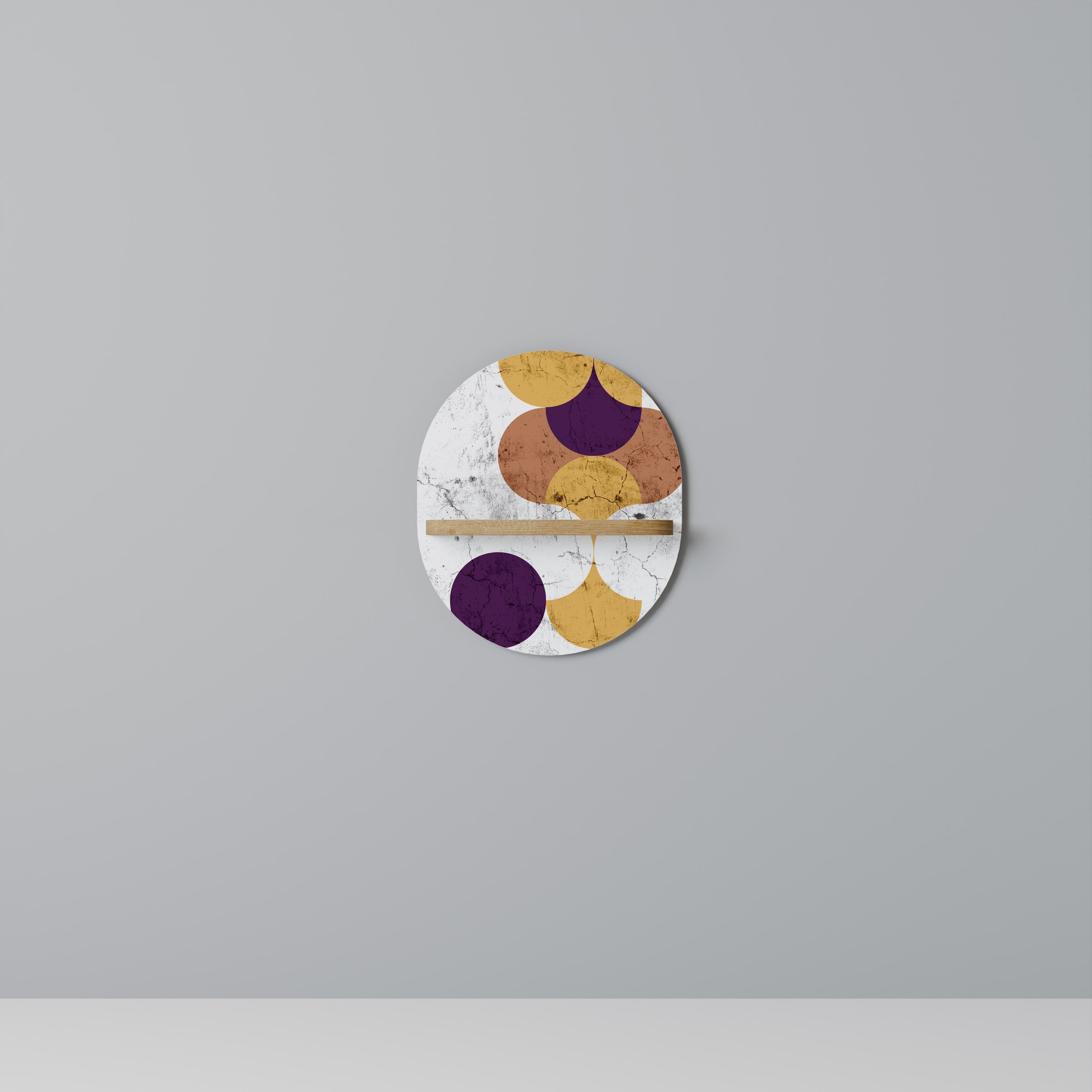 CRACKED GEOMETRY Prateleira Oval Decorativa em Efeito Carvalho