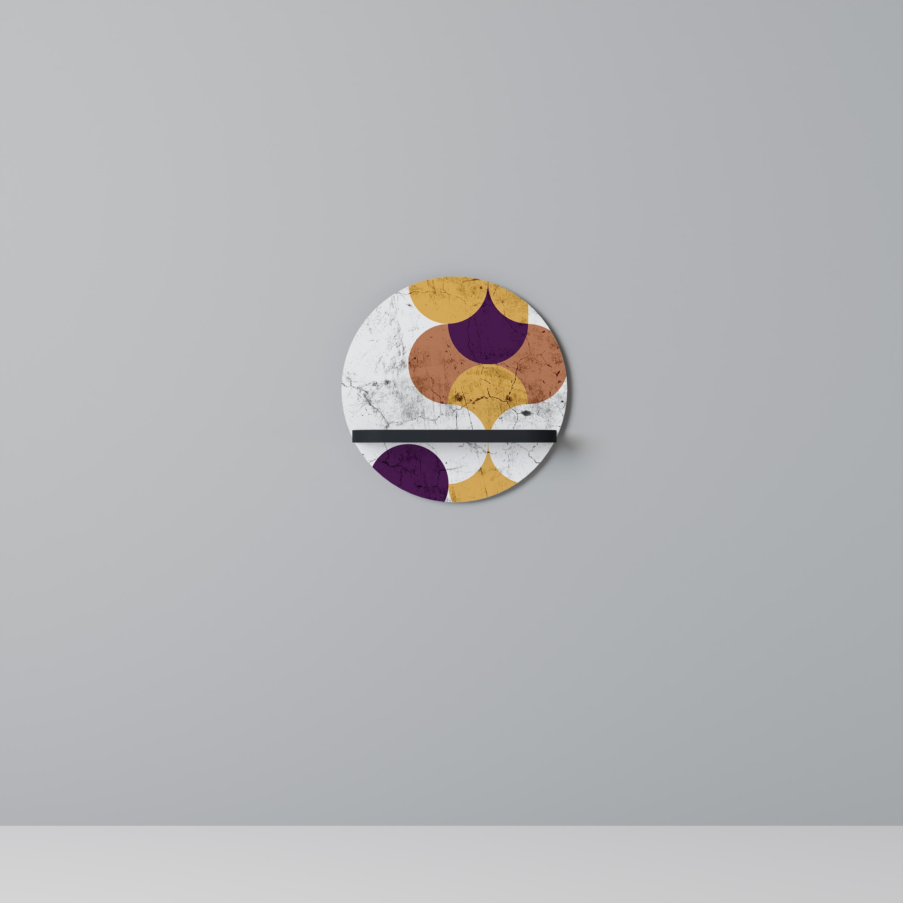 CRACKED GEOMETRY Prateleira Redonda Decorativa em Acabamento Preto