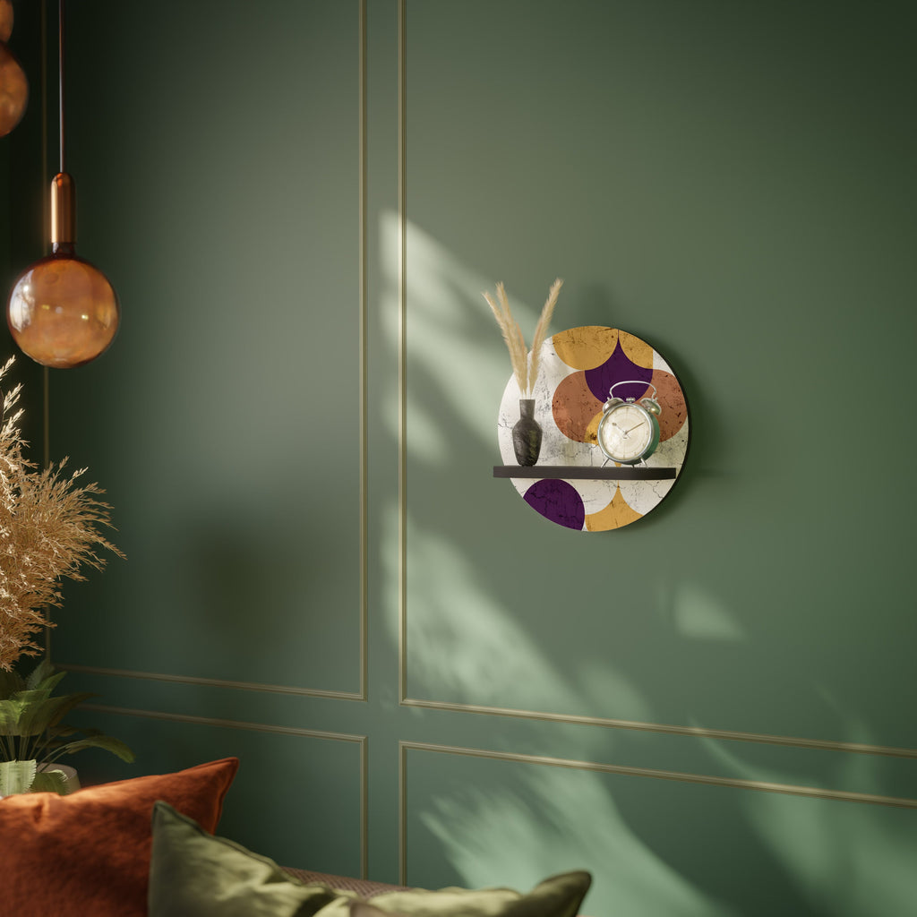 CRACKED GEOMETRY Prateleira Redonda Decorativa em Acabamento Preto